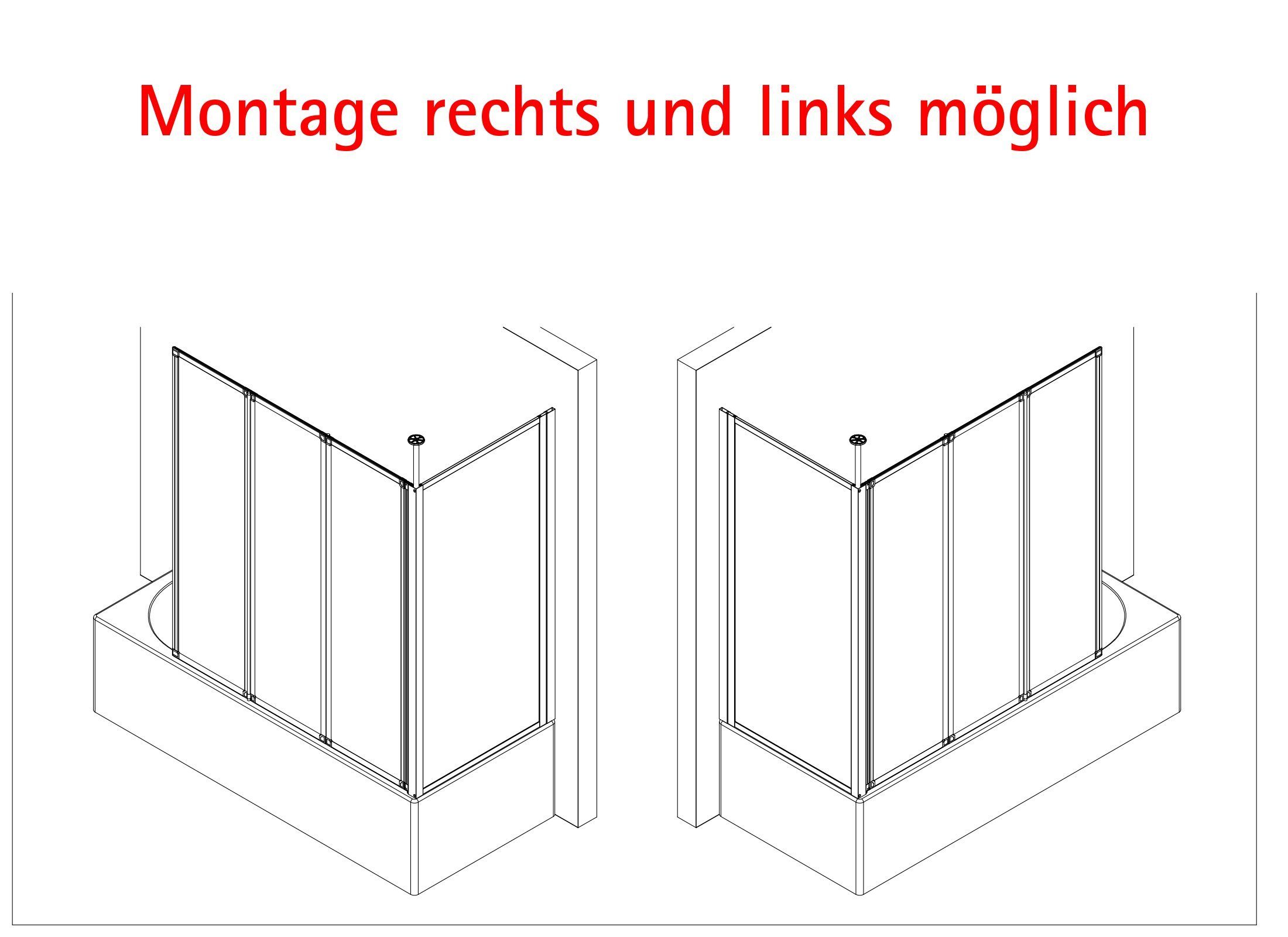 Schulte Badewannenfaltwand Well, Kunstglas, (3 tlg), mit Handtuchhalter