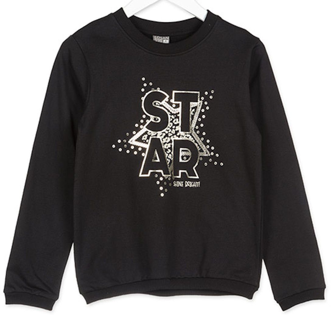 Sweatshirt Losan Mädchen Sweatshirt Pullover Star shine bright schwarz