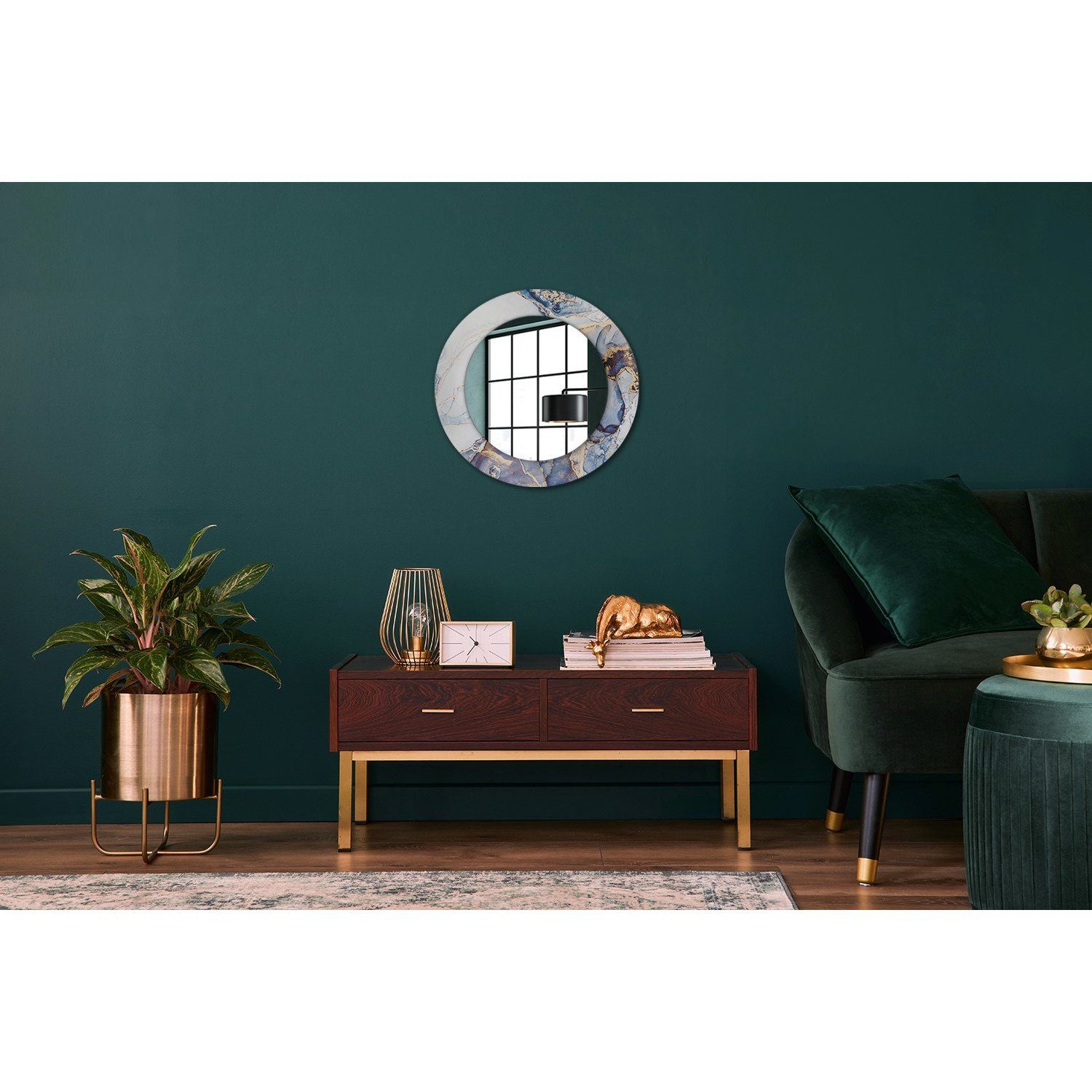 Tulup Spiegel Modern Wandmontage Wandspiegel Aufdruck Ø50cm mit Abstrakt Spiegel Art Rund