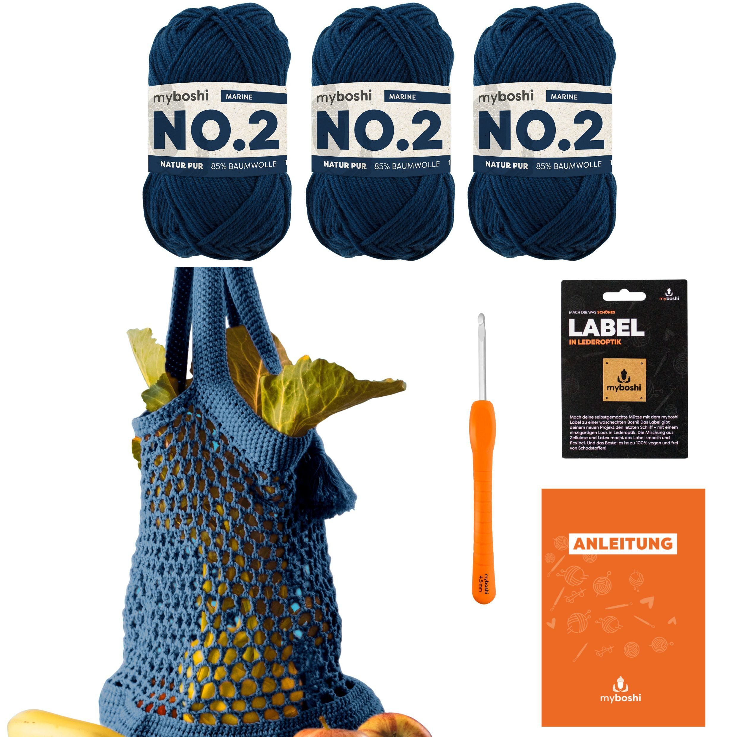 myboshi Kreativset Häkelset Tasche No Plastic Bag No.2 Wolle Nadel, (1-tlg)