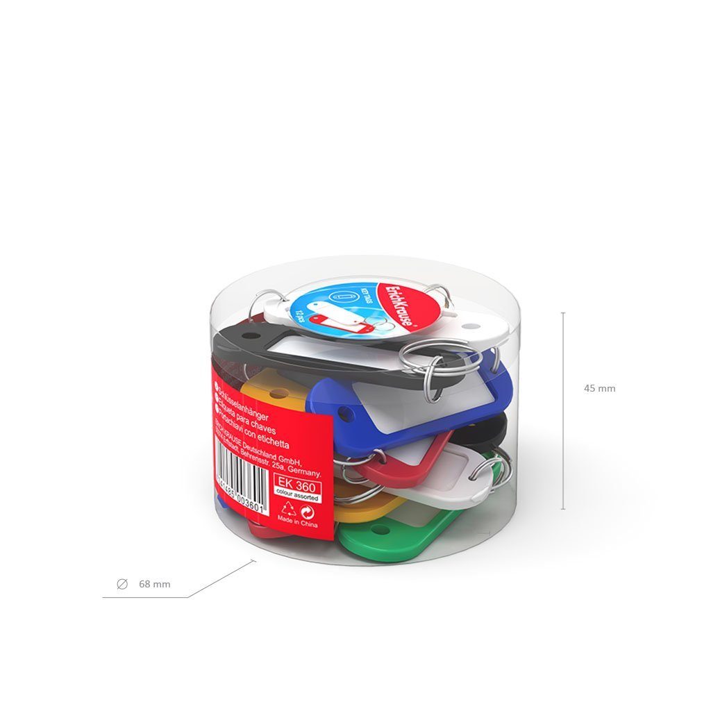 Erich Krause Schlüsselanhänger, Schlüsselanhänger beschriftbar verschiedene Farben 12 Stück