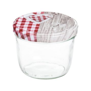 MamboCat Einmachglas 25er Set Sturzglas 230 ml To 82 Holz Herz rot Deckel incl. Rezeptheft, Glas