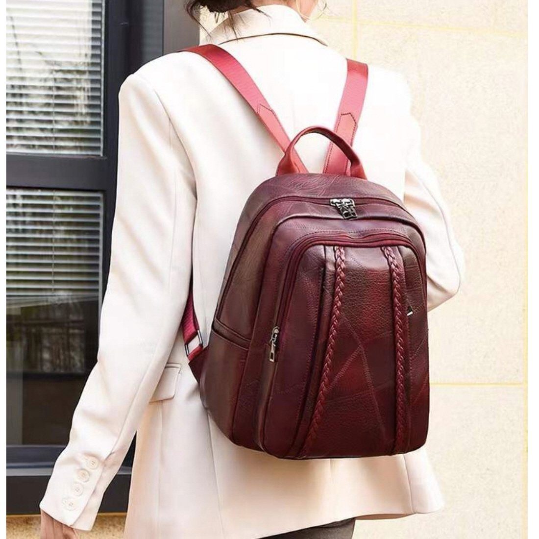 SHG Freizeitrucksack Arbeit Uni Reise Tagesrucksack bordeaux Konzert Damenrucksack Schulrucksack Cityrucksack Schule Shopping) (Freizeit