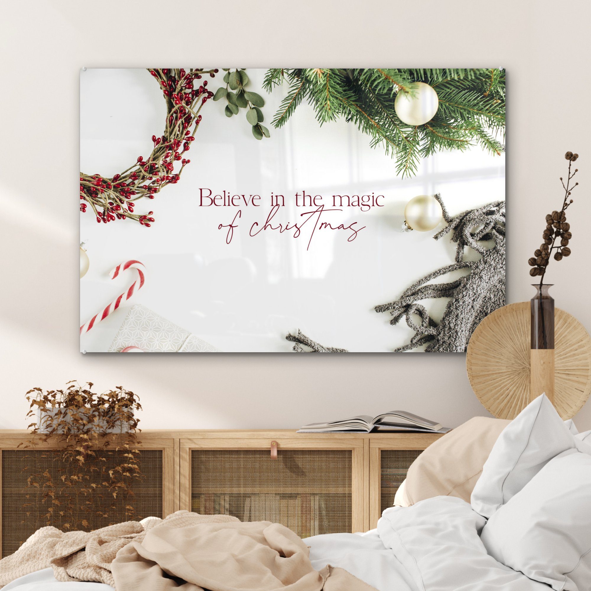 & Magie Acrylglasbilder Weihnachtsschmuck, St), Weihnachten Schlafzimmer MuchoWow - Wohnzimmer (1 - Acrylglasbild