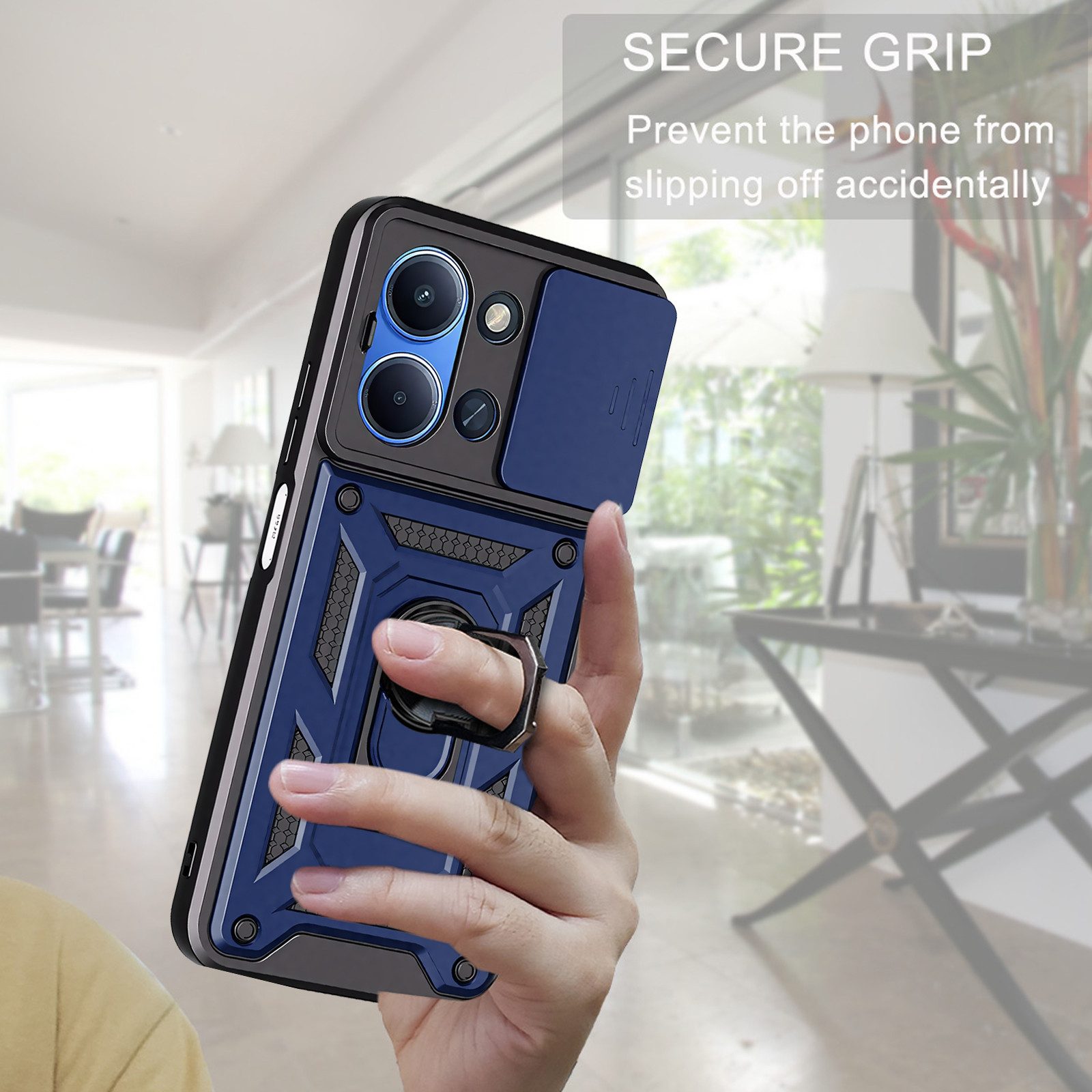 betterfon Handyhülle Panzerhülle für Xiaomi Redmi 15C mit Kameraschutz & Ringhalter, Outdoorhülle mit Smartstand und Silikonkern – Bild 5 von 5