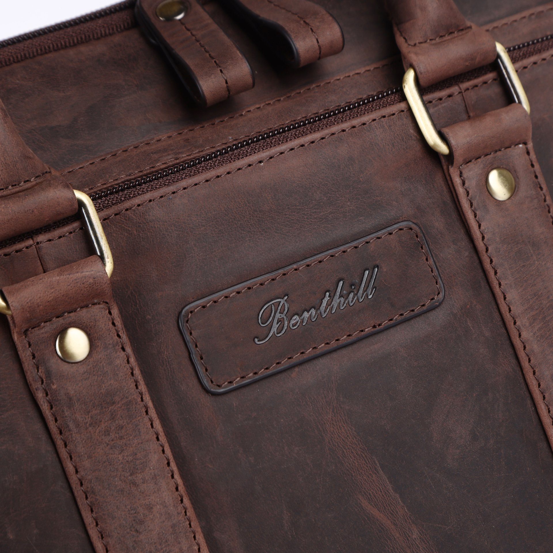 Benthill Aktentasche Echt Leder Laptoptasche Notebooktasche Umhängetasche Laptoptasche, Schultergurt / Umhängegurt Reißverschlussfach
