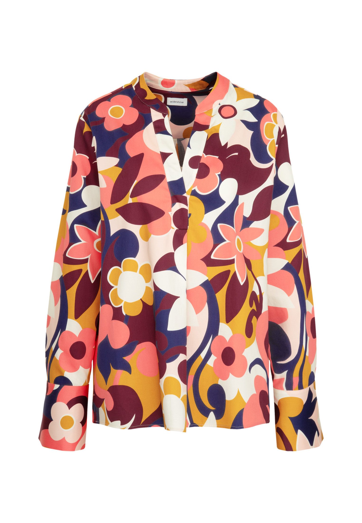 seidensticker Klassische Bluse Schwarze Rose Tunika Floral