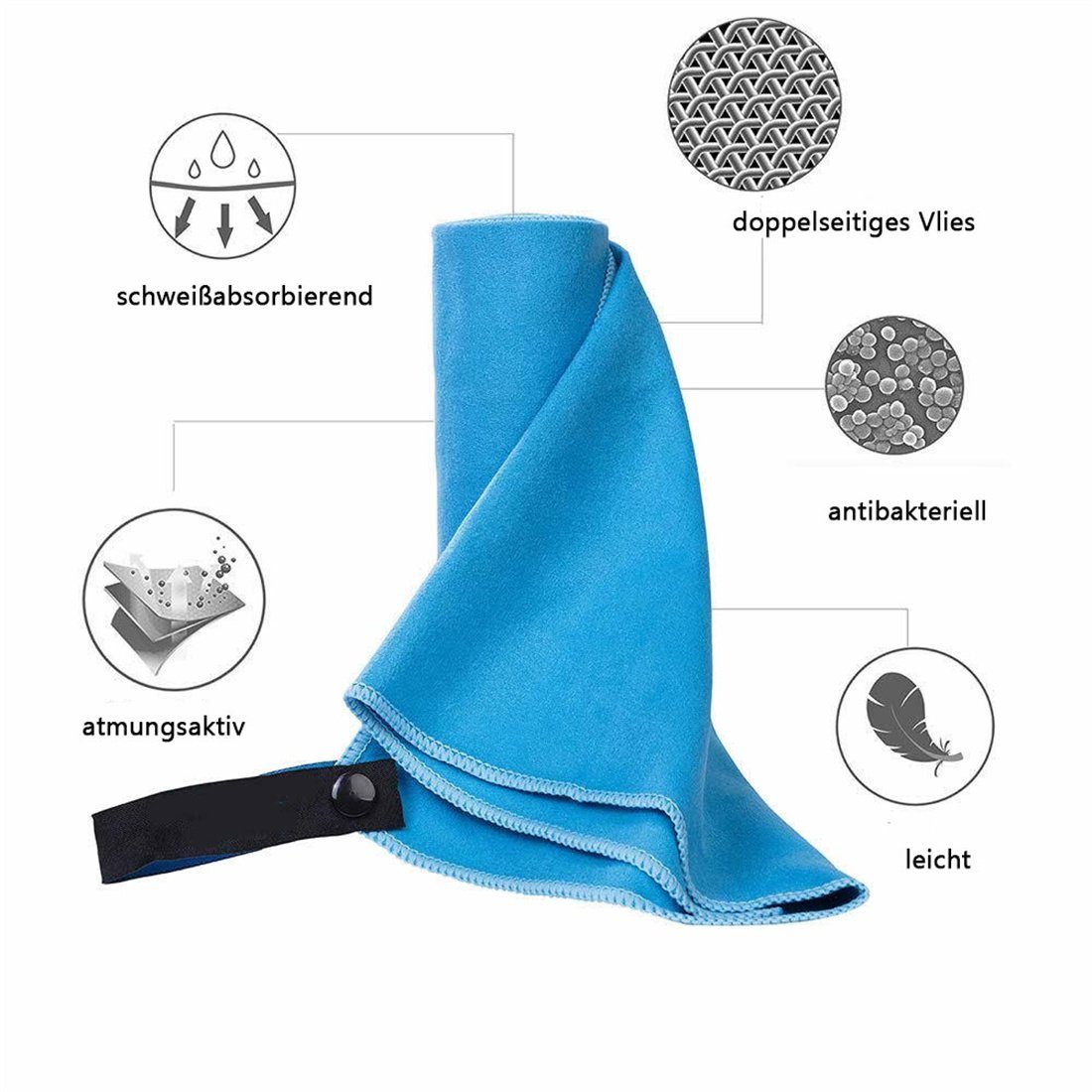 CFYDW Sporthandtuch schnell blau Sporthandtuch Mikrofaser Handtuch, aus trocknendes Tragbares,
