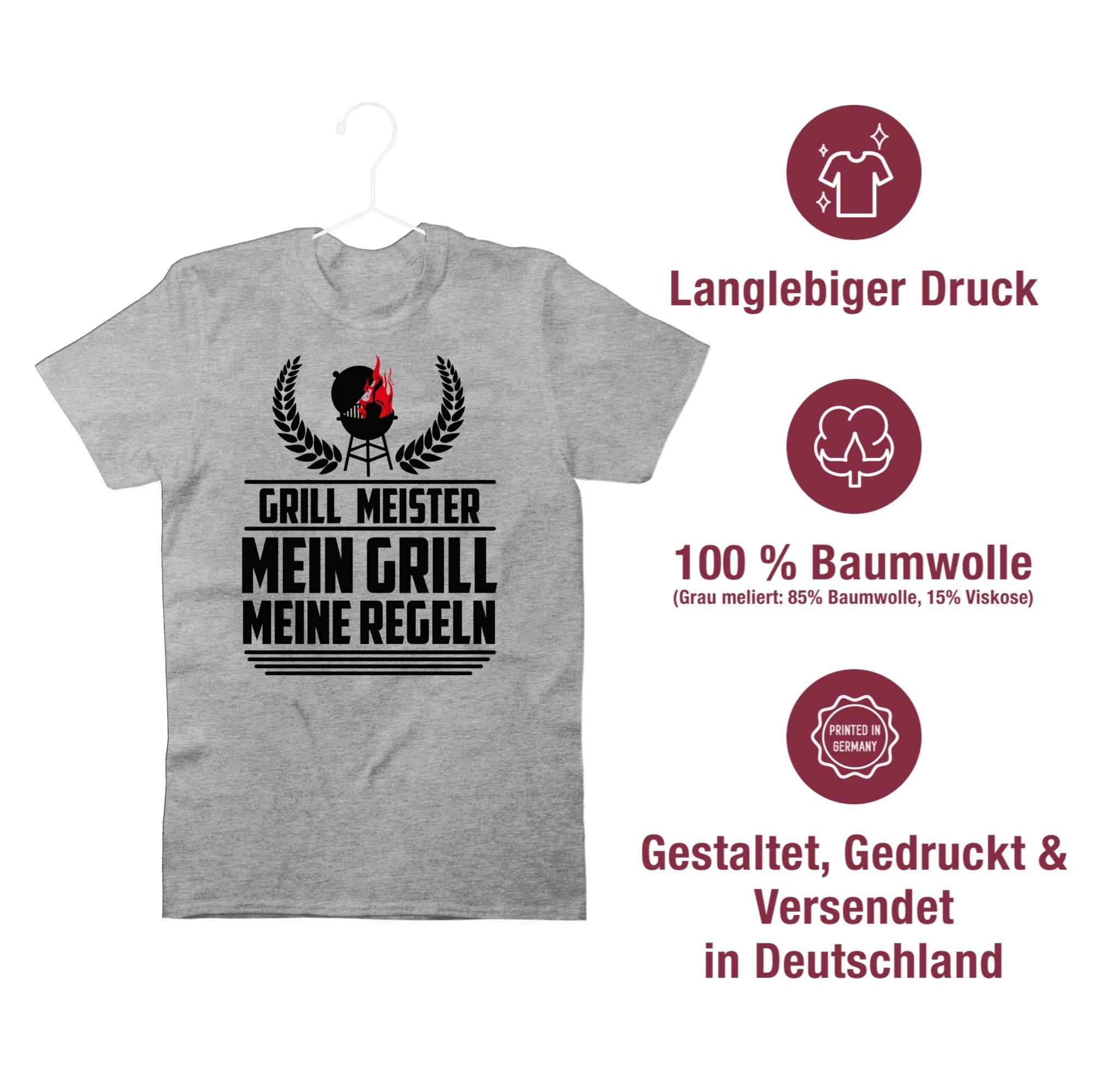 Shirtracer T-Shirt Grill schwarz Grillzubehör - & Grillen Grau Meister Geschenk meliert 2