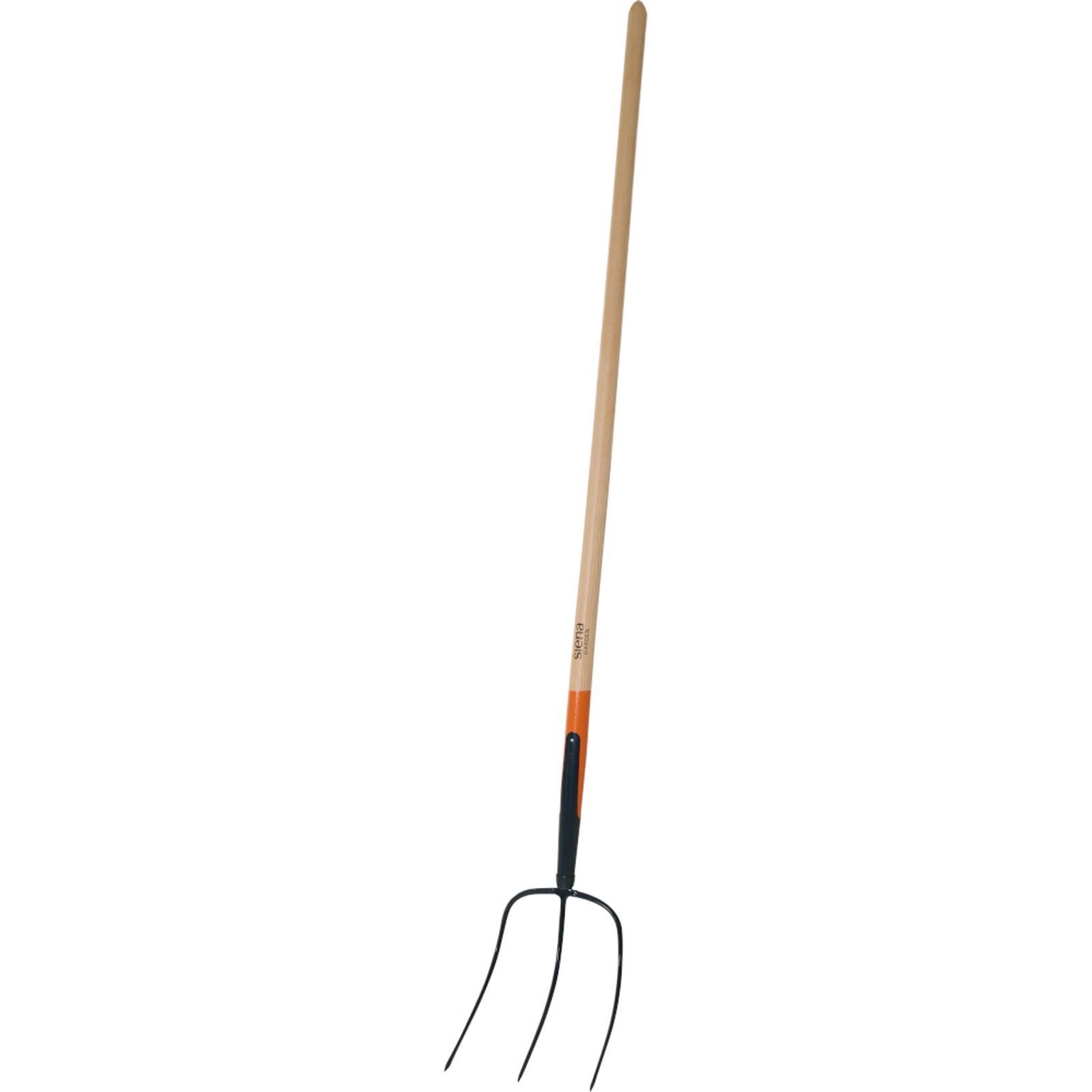 Siena Garden Spatengabel Dunggabel 3 Zinken 135 cm mit Eschenstiel anthrazit orange