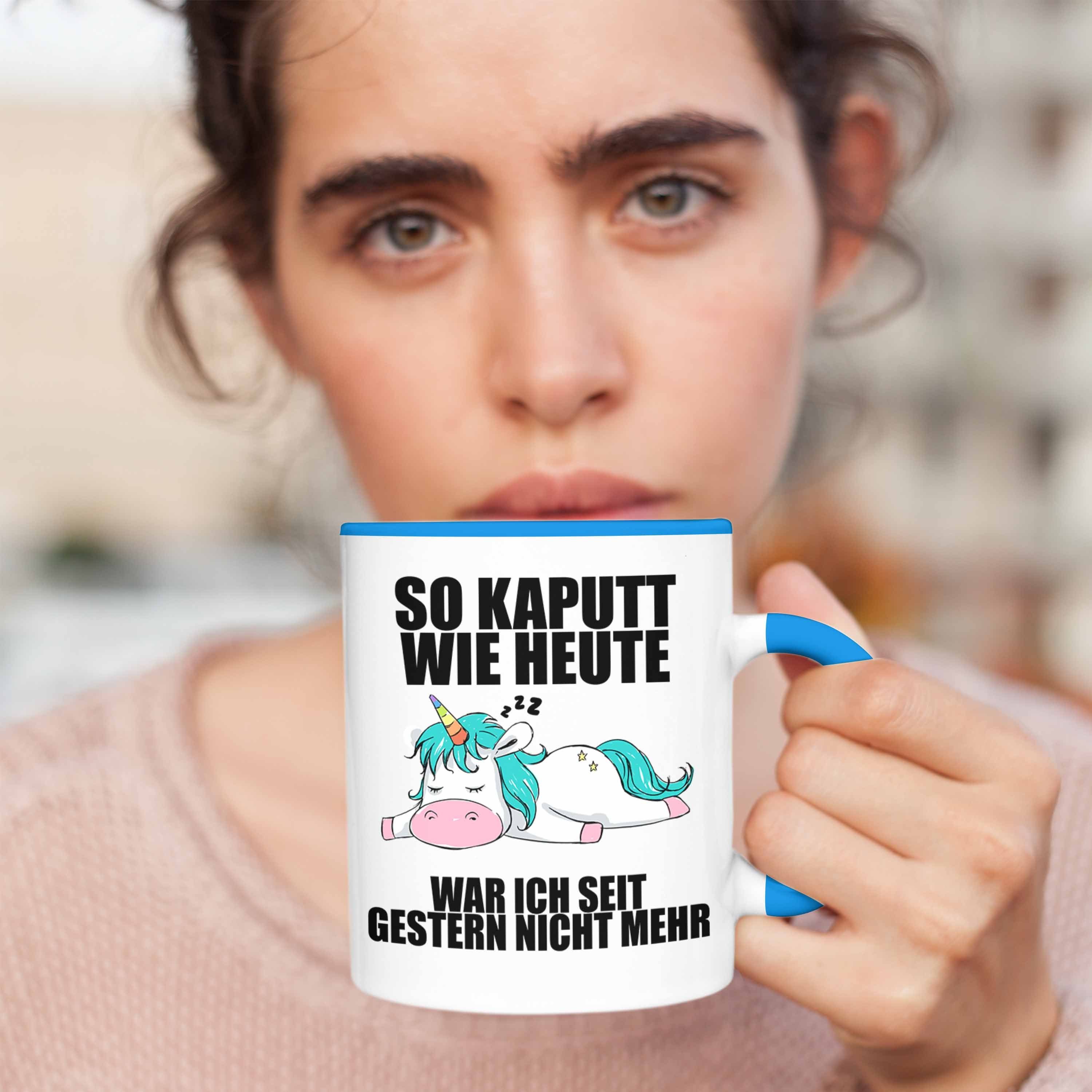 mit Kollege Geschenk - Sprüchen Lustige Trendation Geschenkidee Tasse Trendation Arbeitskollege Mitarbeiter Blau Tassen