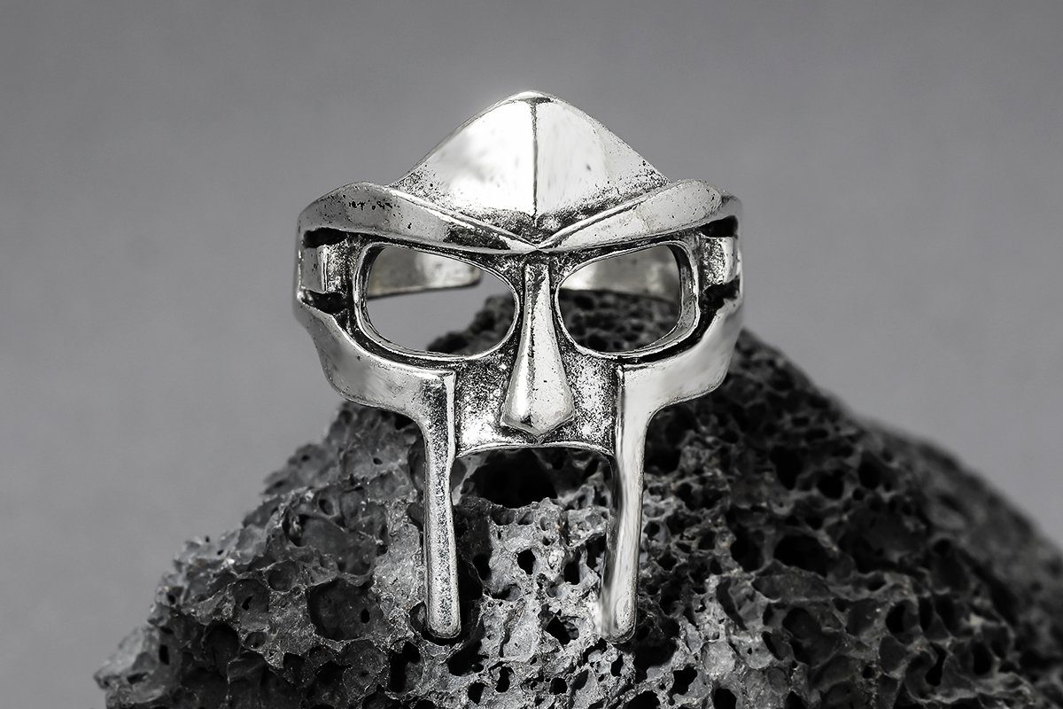 Eyecatcher Fingerring MF Doom Mask Ring Silber Hip Hop Ring One Size, Größenverstellbar, Hip Hop Ring