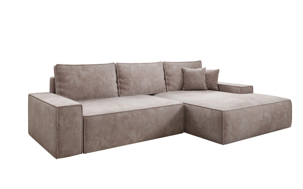 Luxusbetten24 Schlafsofa Designer Sofa Verona mit breiter Ottomane, mit Schlaffunktion und Stauraum