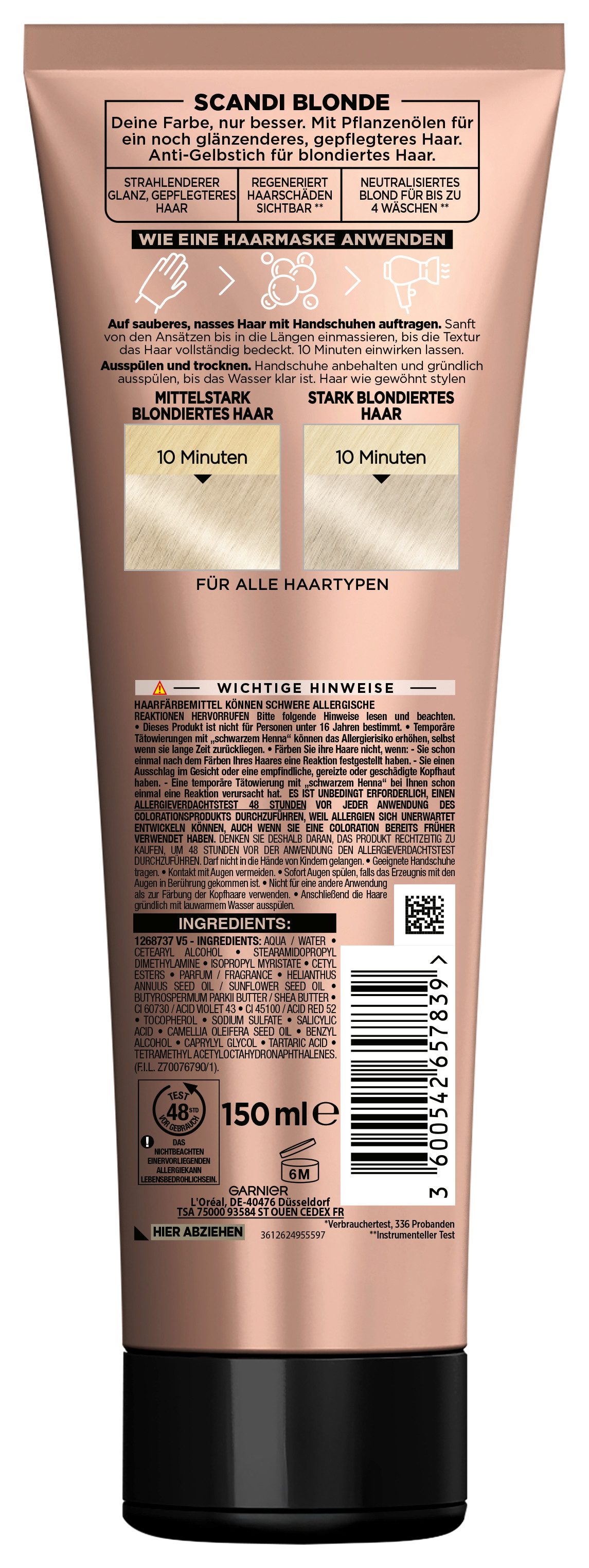 GARNIER Coloration Garnier Olia Gloss Tinted Hair Mask, Für getöntes Haar, 150 ml Größe, mit Tocopherol, angenehmer Duft