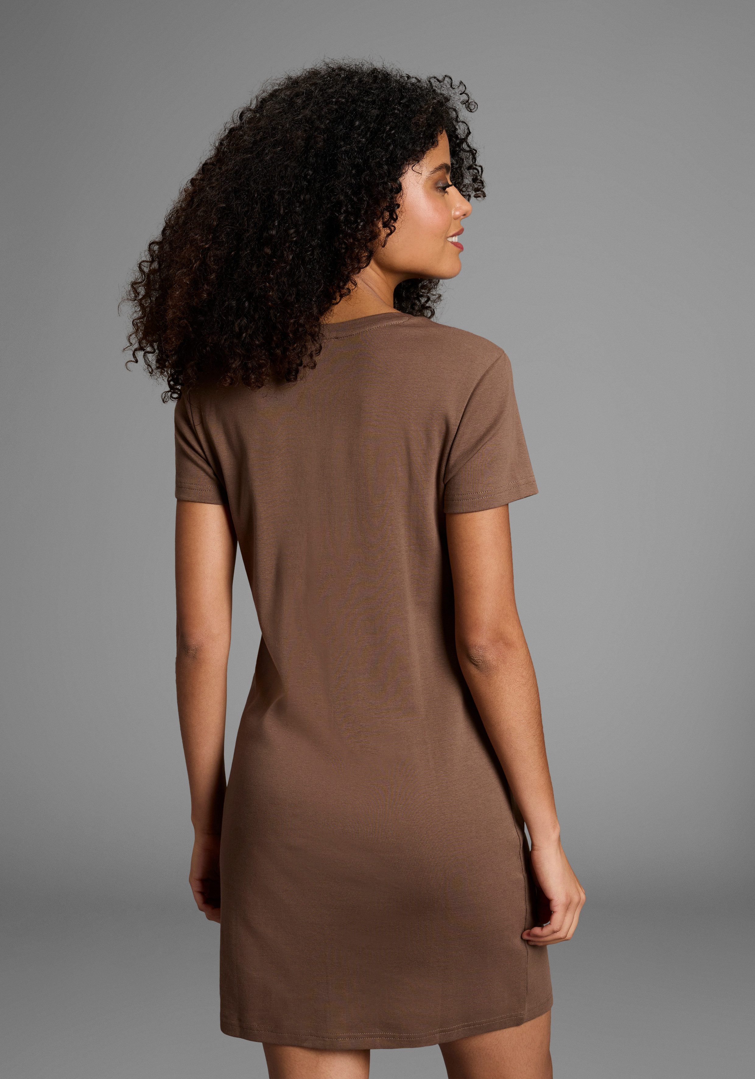 Flashlights Shirtkleid figurbetonter Schnitt, Kurzarm, Rundhalsausschnitt, Mini-Länge