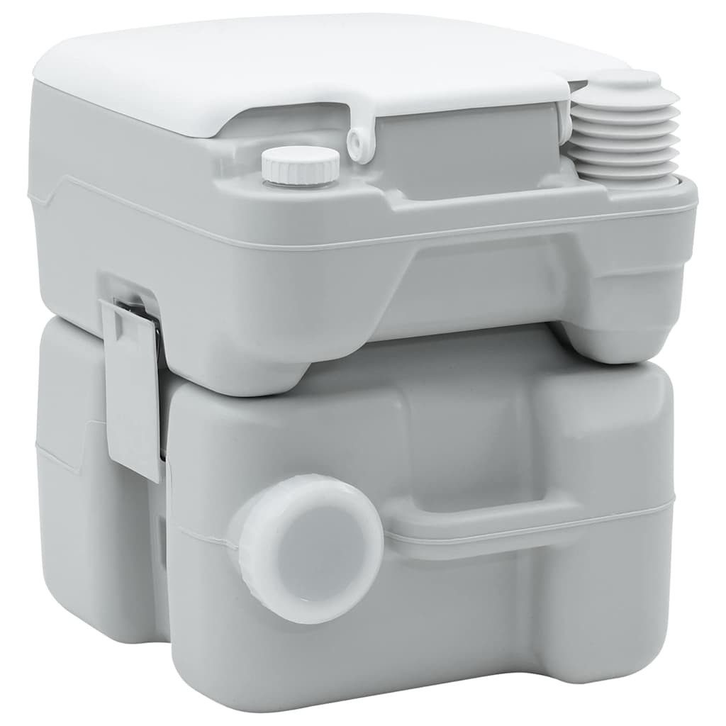 vidaXL Campingtoilette Camping-Toilette Grau und Weiß 41,5 x 36,5 x 42 cm Polyethylen, (1-St)