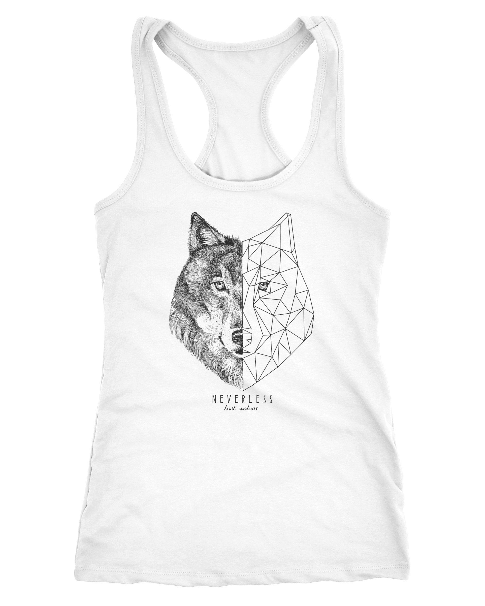 Tanktop Damen Tank-Top Wolf Polygon Kunst Grafik Tiermotiv Printshirt Fashion