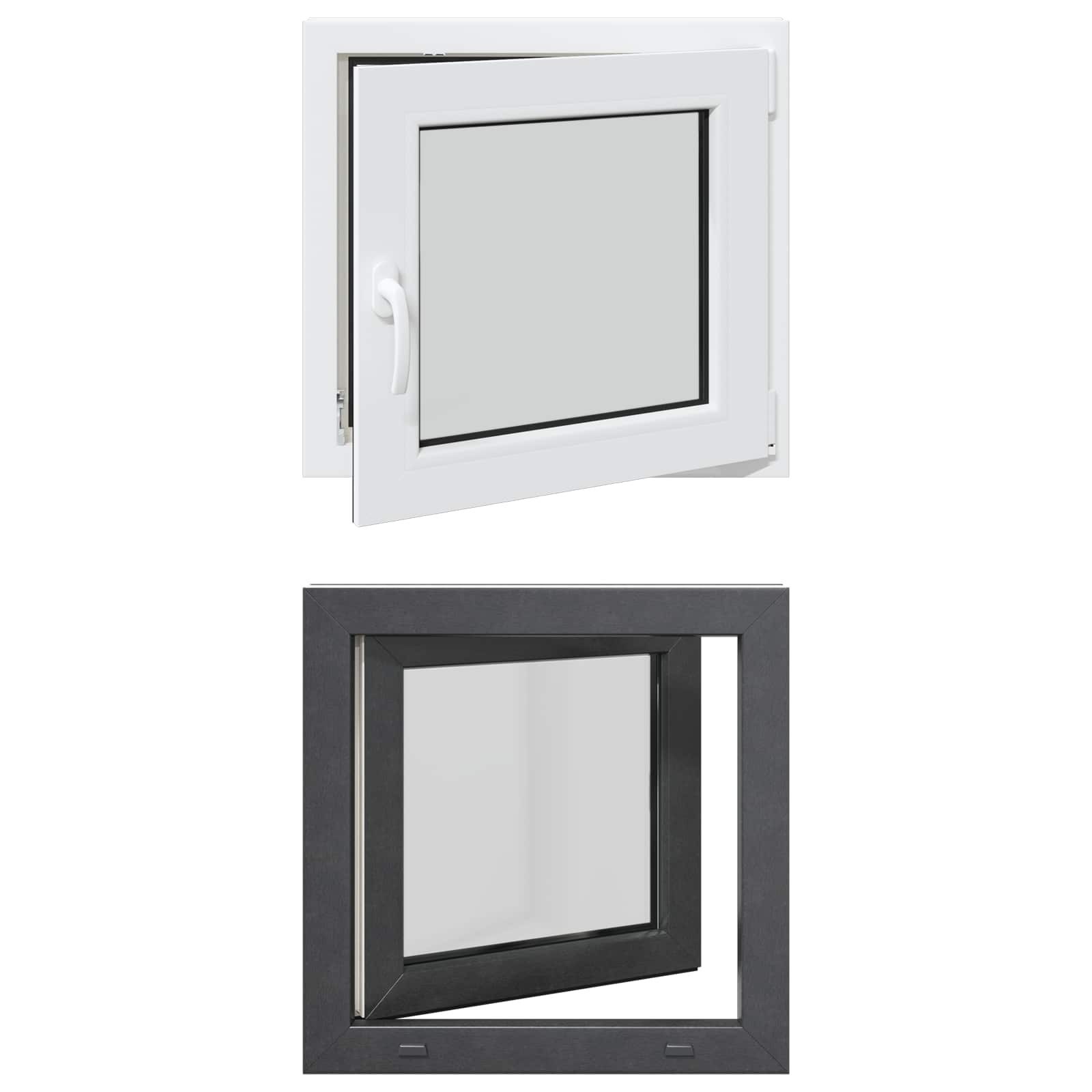 vidaXL Fenster Kellerfenster RISOR 60 x 60 cm PVC und Glas Anthrazit, (1 St)