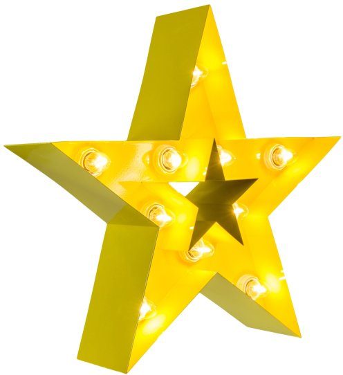 MARQUEE LIGHTS LED Dekolicht Star, ohne Leuchtmittel, Warmweiß, Wandlampe, Tischlampe Star 10 Lichtquellen E14 (exkl) - 38x38cm gelb | Leuchtfiguren