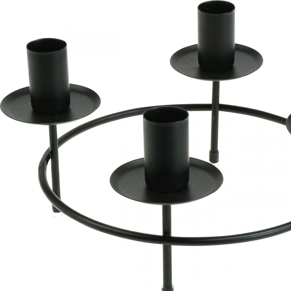 Florists Products Kerzenhalter Moderner Kerzenring für Stabkerzen Schwarz, Metall, 2 Stück