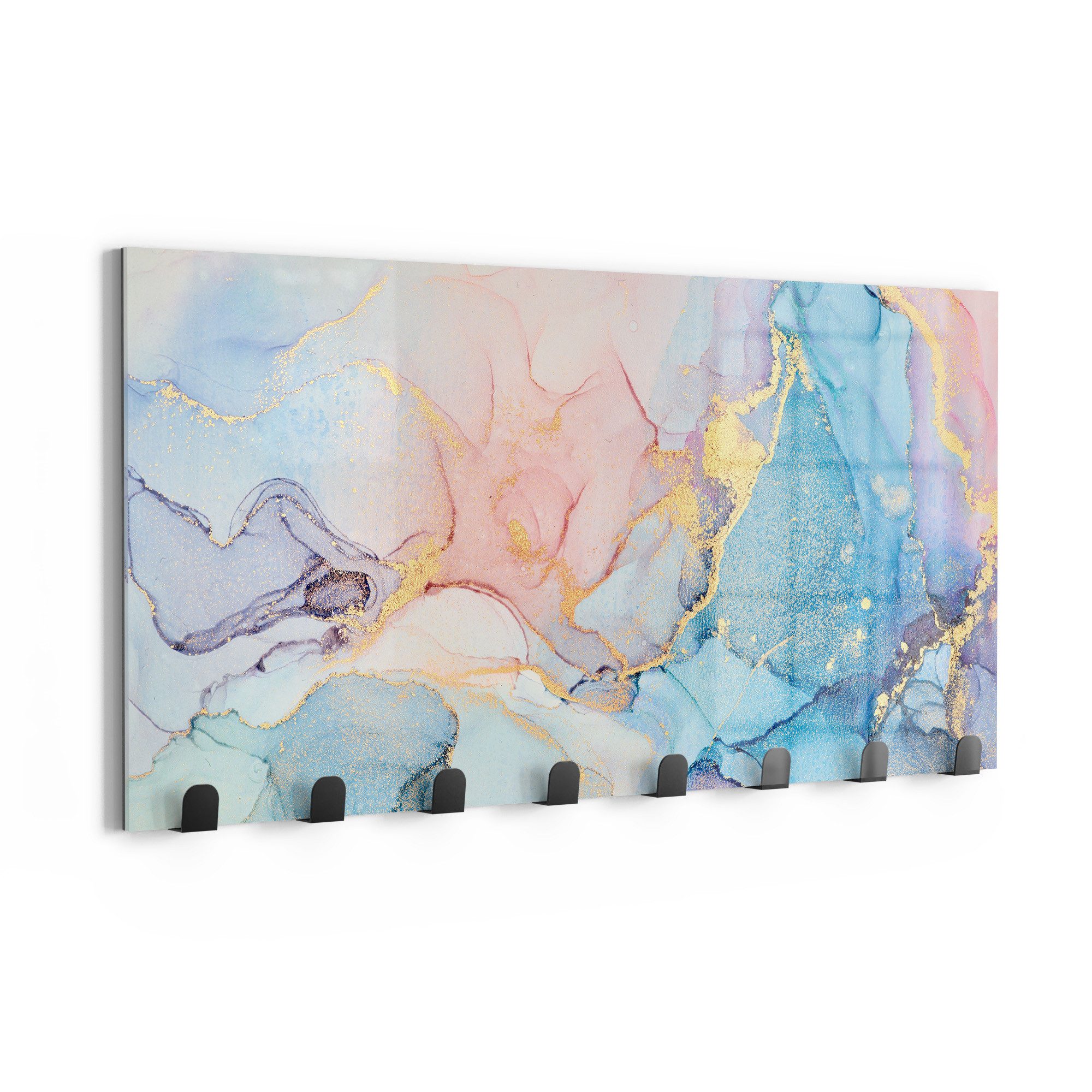 DEQORI Kleiderhaken 'Goldene Strömung', Glas Garderobe Paneel magnetisch beschreibbar