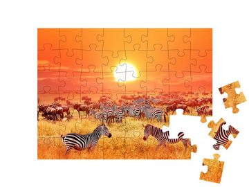 puzzleYOU Puzzle Zebras und Antilopen im Serengeti-Nationalpark, 48 Puzzleteile, puzzleYOU-Kollektionen 48 Teile, 500 Teile, 2000 Teile, 1000 Teile