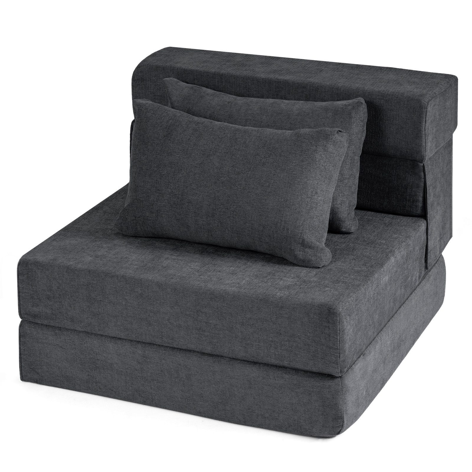 KOMFOTTEU Schlafsofa, 3 in 1 Bodensofa mit Schlaffunktion, aus Chenille-Stoff