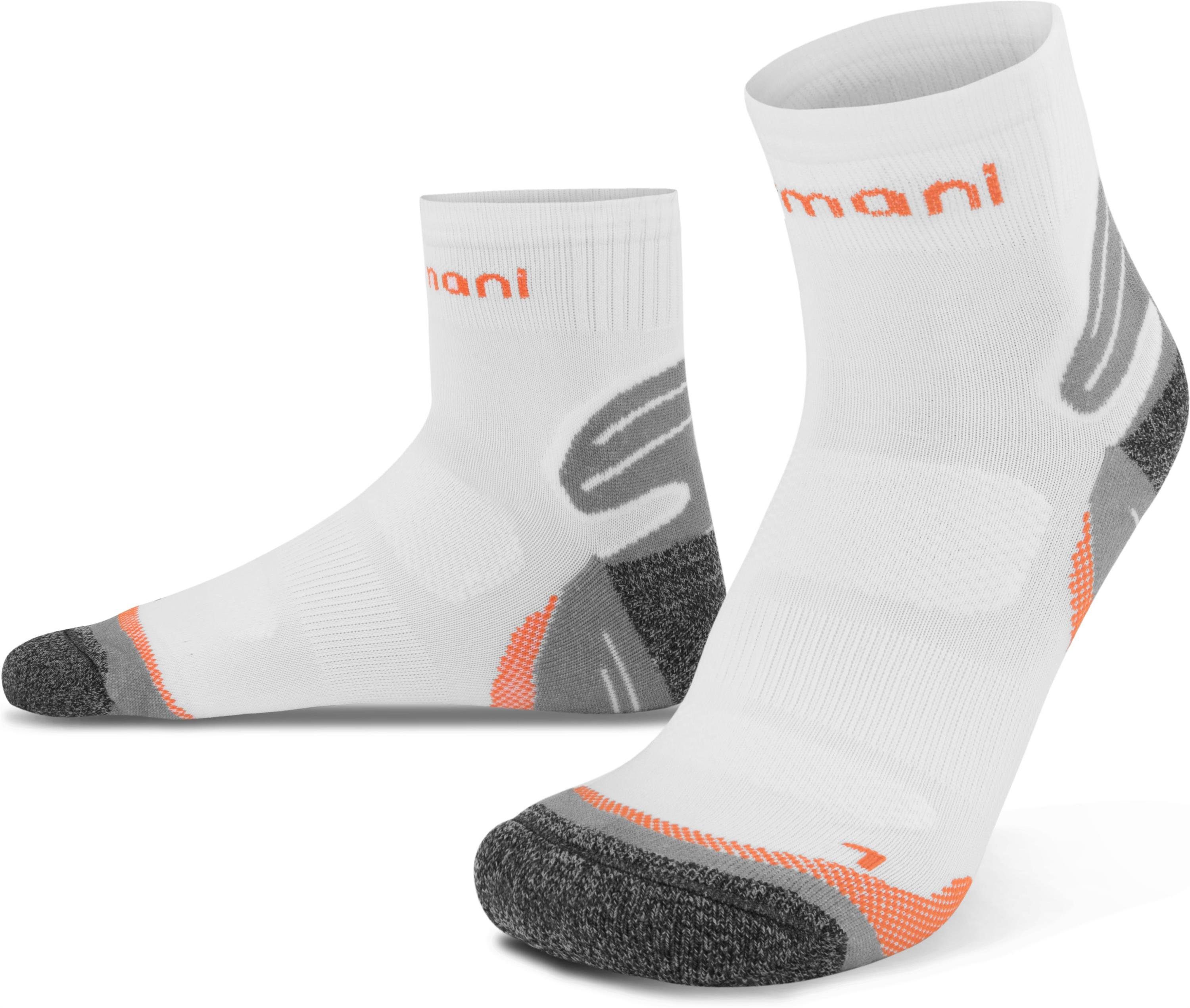 kurzer Aktivbund normani Laufsocken (3 mit Weiß/Orange Paar) elastischem Schaft