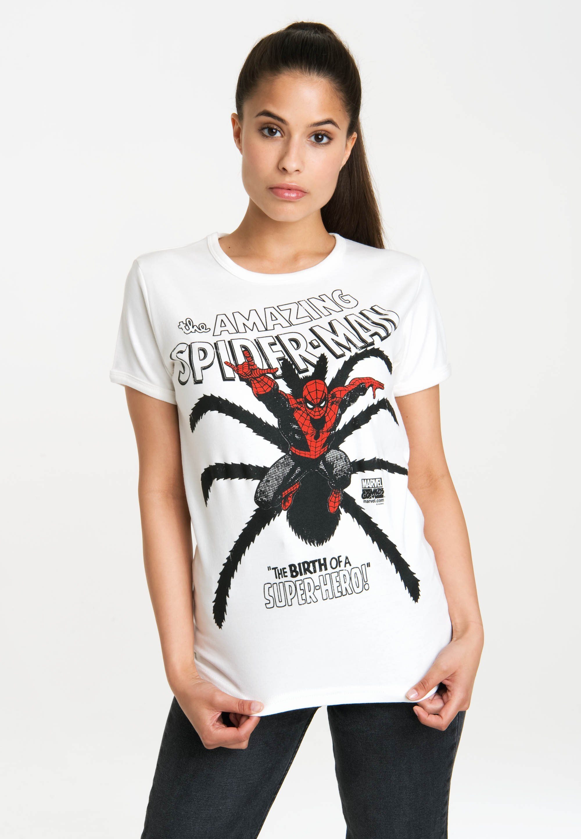 LOGOSHIRT T-Shirt Spider-Man Birth mit Originaldesign lizenzierten