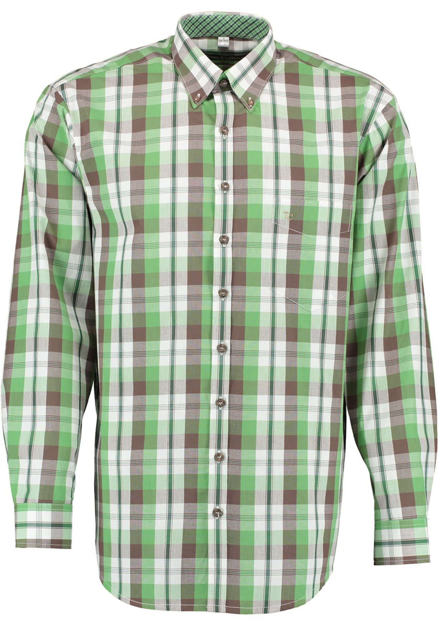 Tom Collins Langarmhemd Izuda Hemd mit TC-Stickerei auf Brusttasche und Button-Down-Kragen
