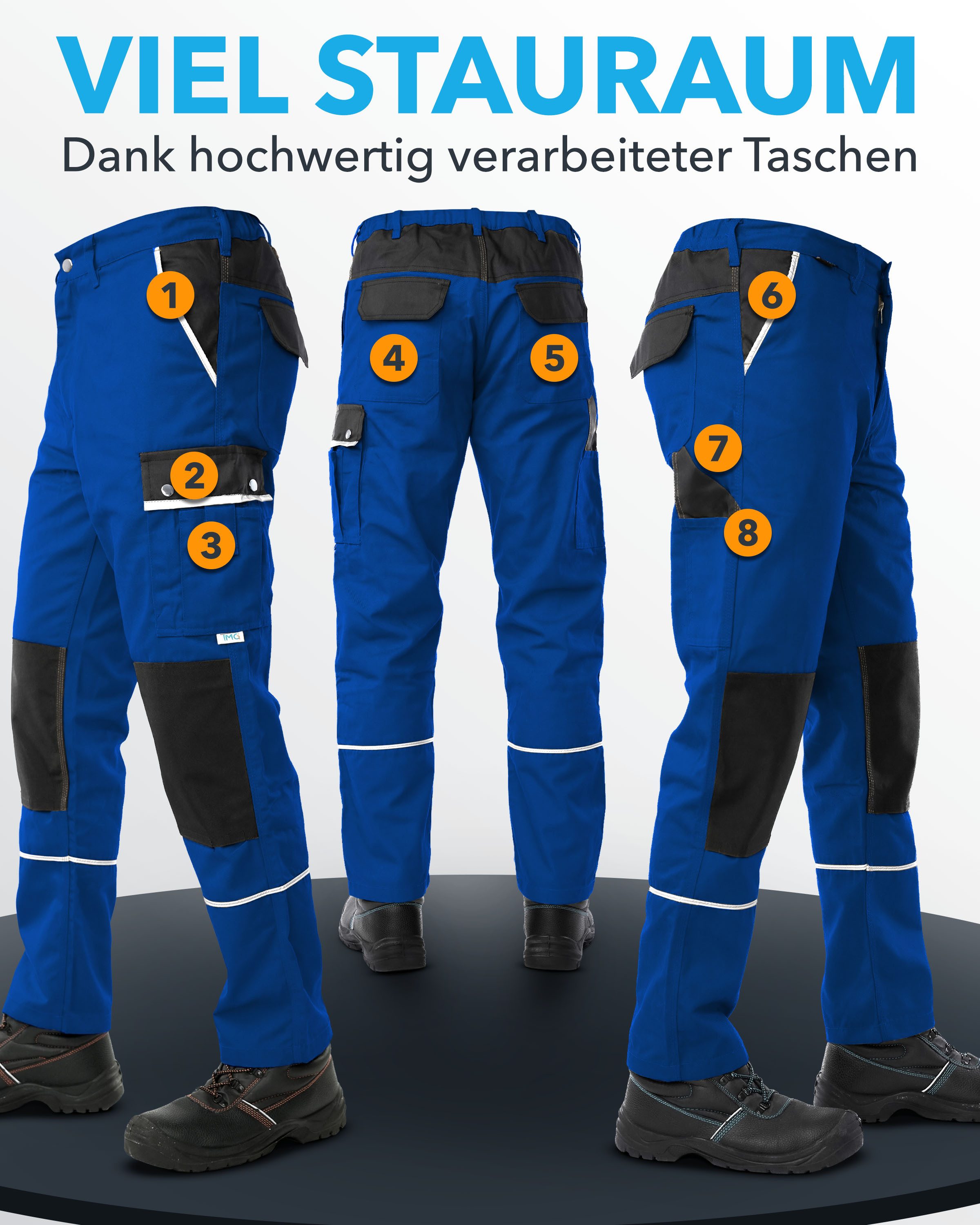 TMG International Arbeitshose Arbeitshose Bundhose Cargohose Style Arbeitshose Herren mit Kniepolstertaschen in Übergrößen erhältlich