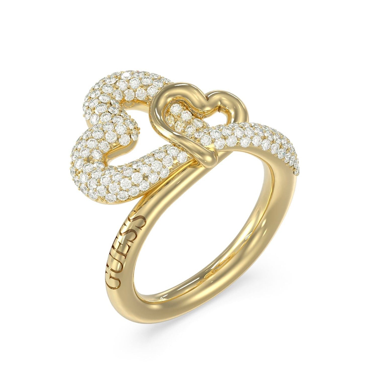 Guess Fingerring DamenHerz Pavé Goldfarben