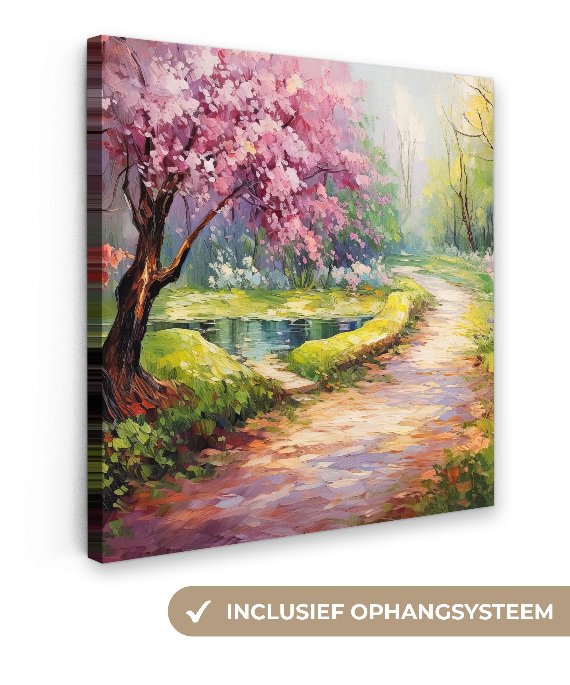 OneMillionCanvasses® Leinwandbild Aquarell - Natur - Bäume - Kunst - Blumen, Fotodruck (1 St), Wandbild, Deko Schlafzimmer Wohnzimmer Flur 20x20 cm