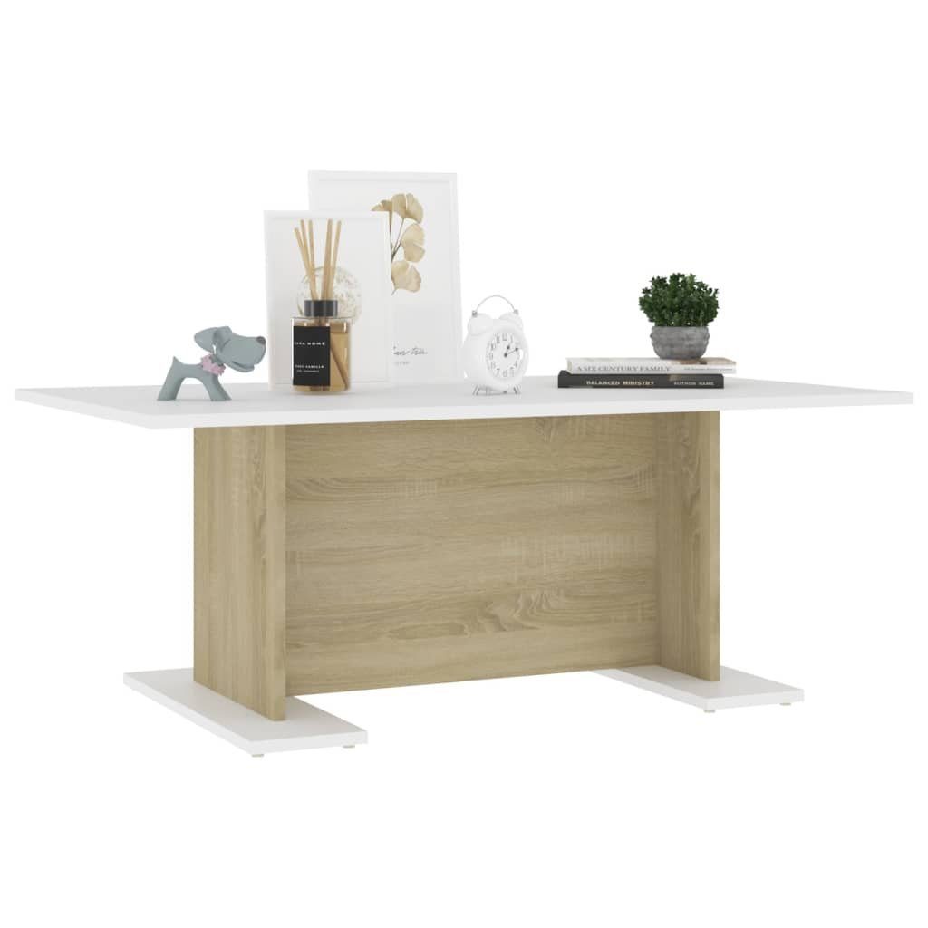 Weiß furnicato und cm Spanplatte Sonoma-Eiche 103,5x60x40 Couchtisch