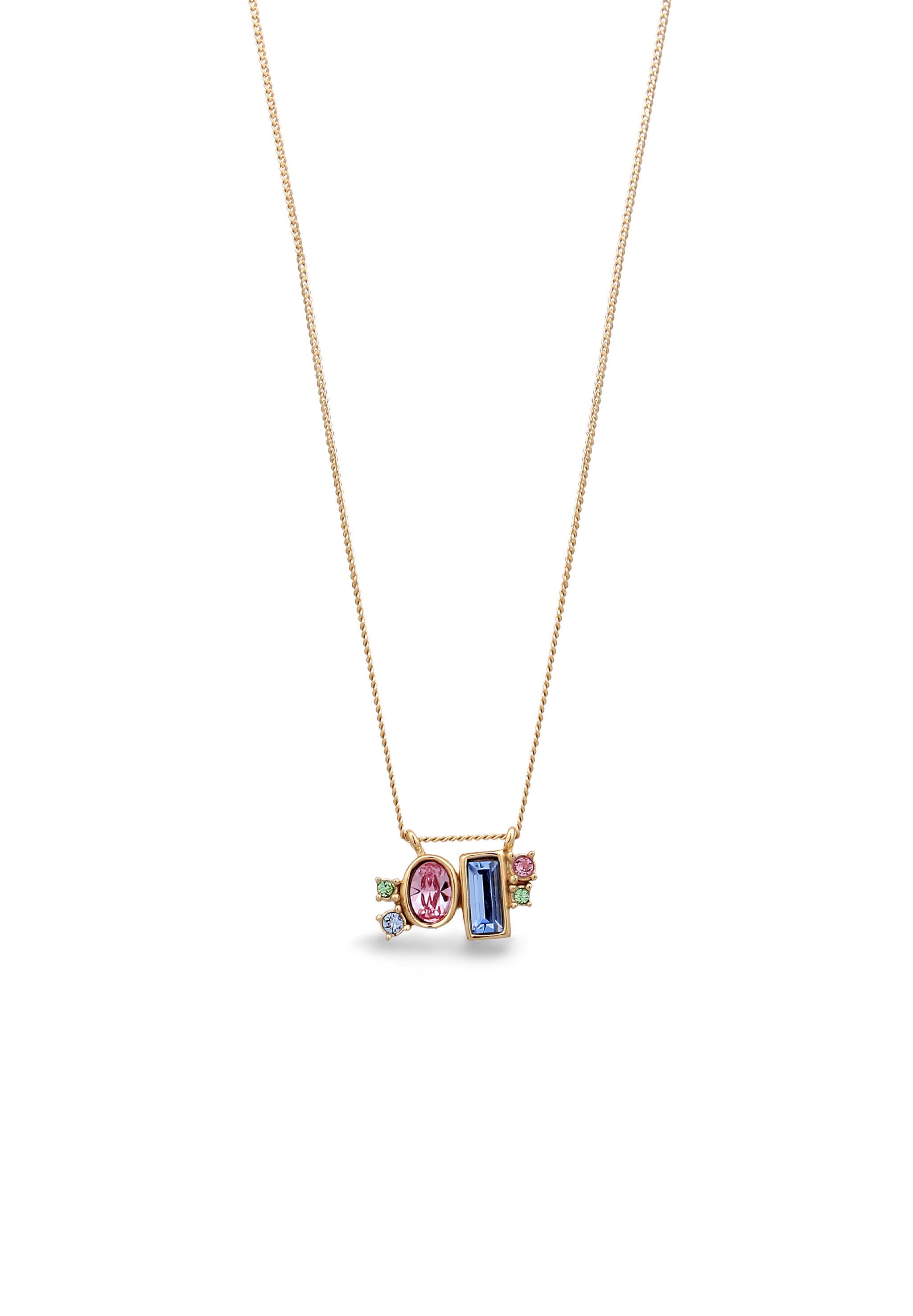 Kette mit Anhänger Pink Blau 925 Sterling Silber, mit Kristallen von Swarovski®