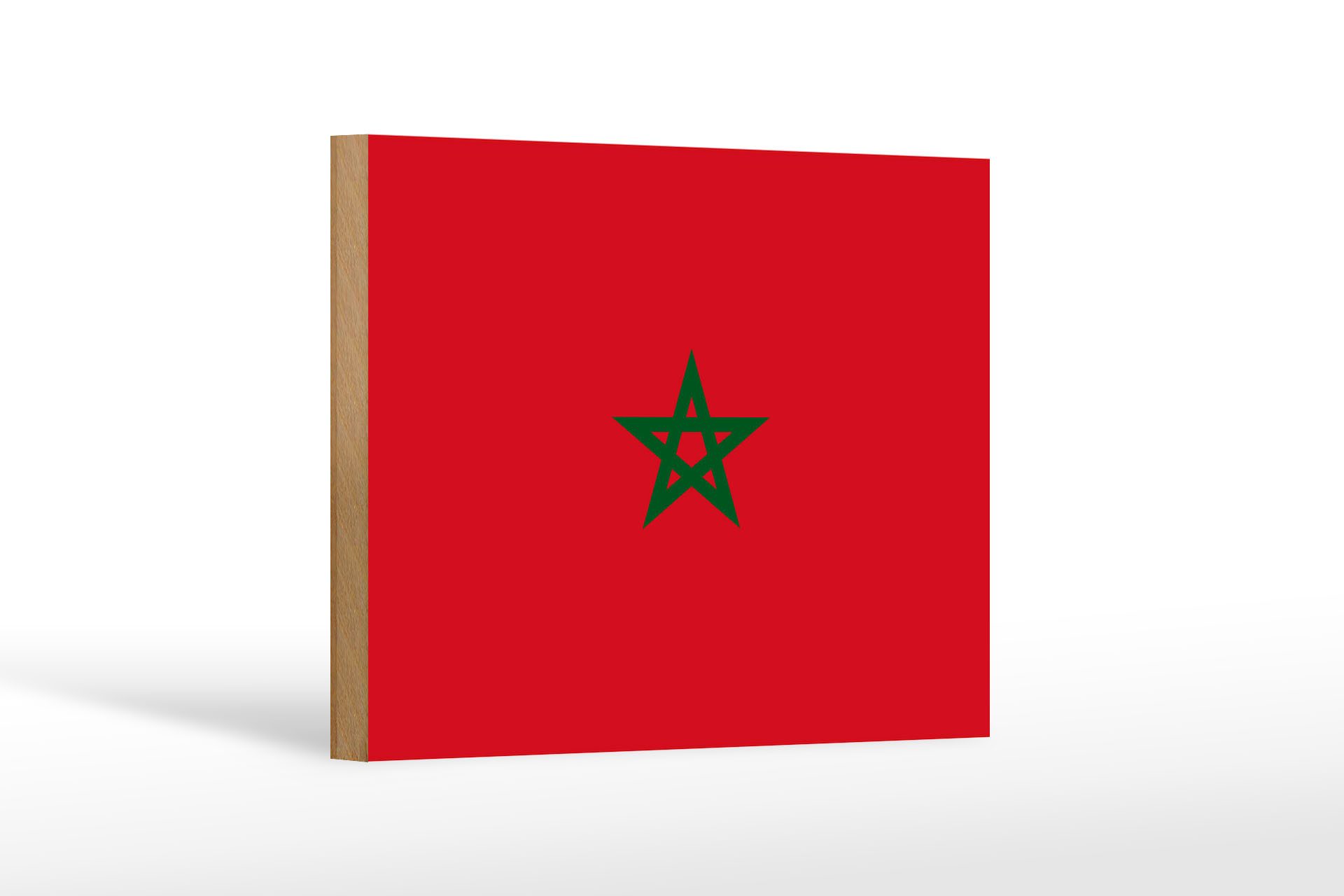 Femer GmbH Holzbild Flagge Marokkos 18x12 cm Flag of Morocco, Flaggen (1 St), Glatte Holzfaserplatte (MDF), vorn beschichtet