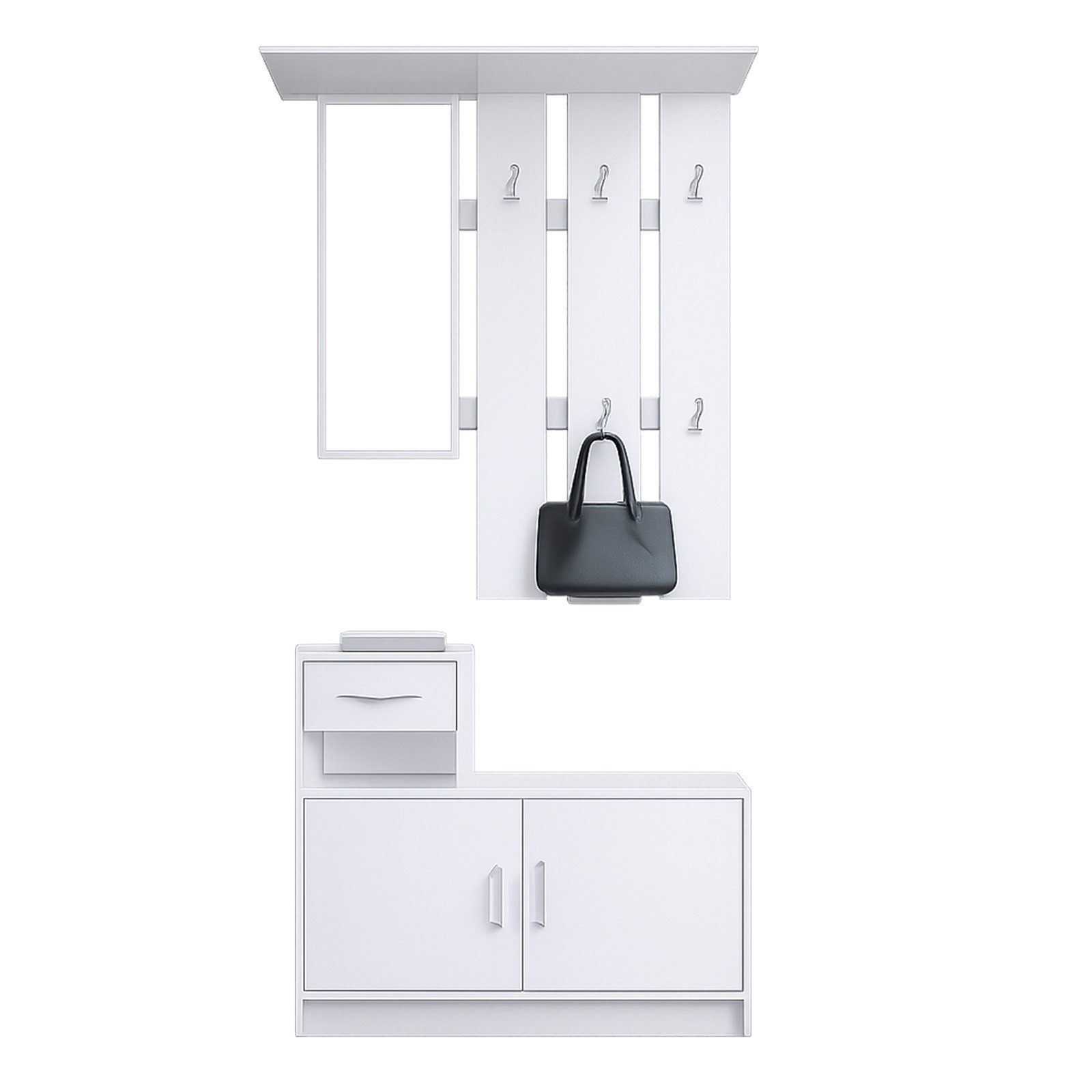 HTI-Living Garderobe Garderobe Weiß mit Spiegel Schrank und Ablage (Set, 2 günstig online kaufen
