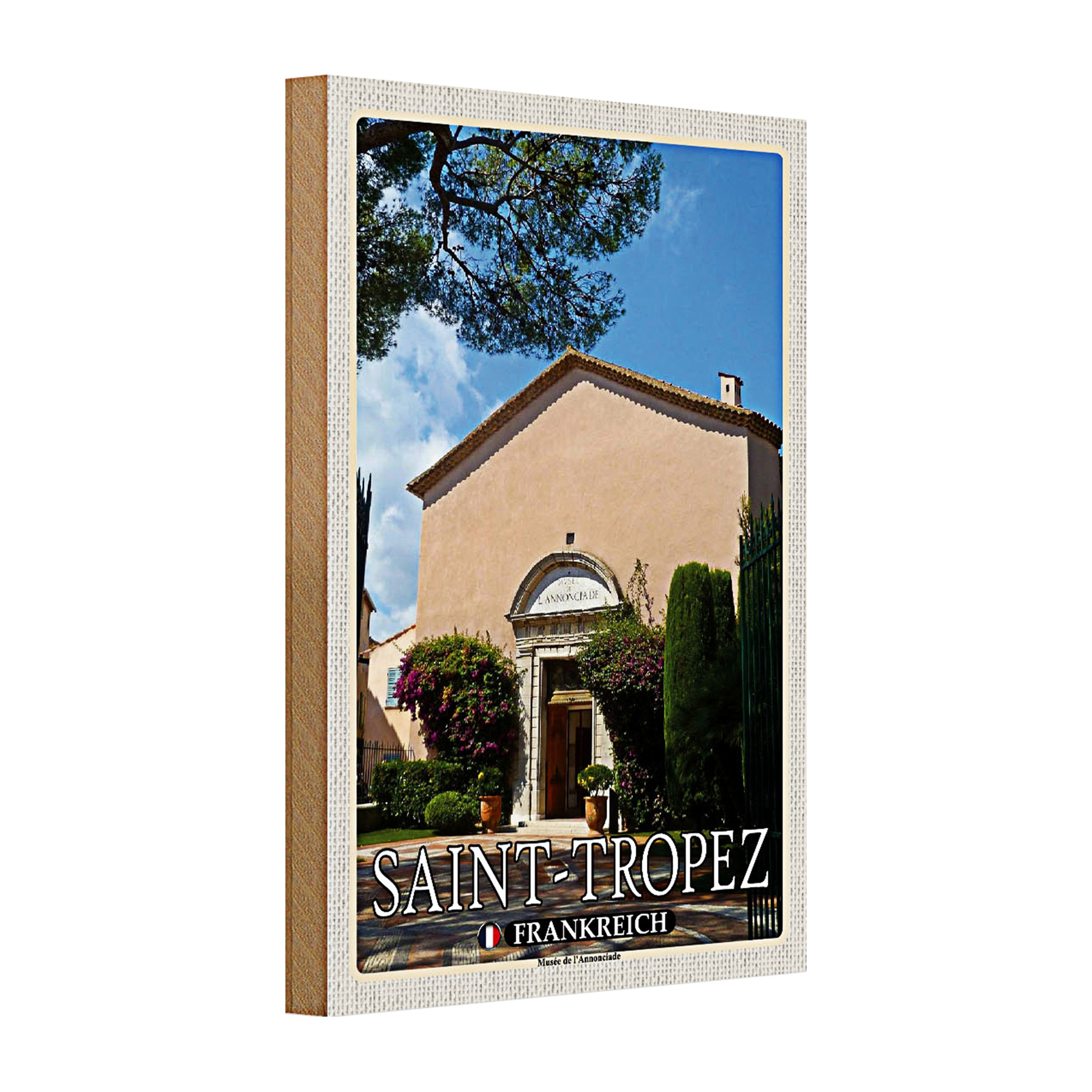 Roomando Holzbild Holzschild Reise 20x30cm Saint-Tropez Frankreich Musée l'Annonciade