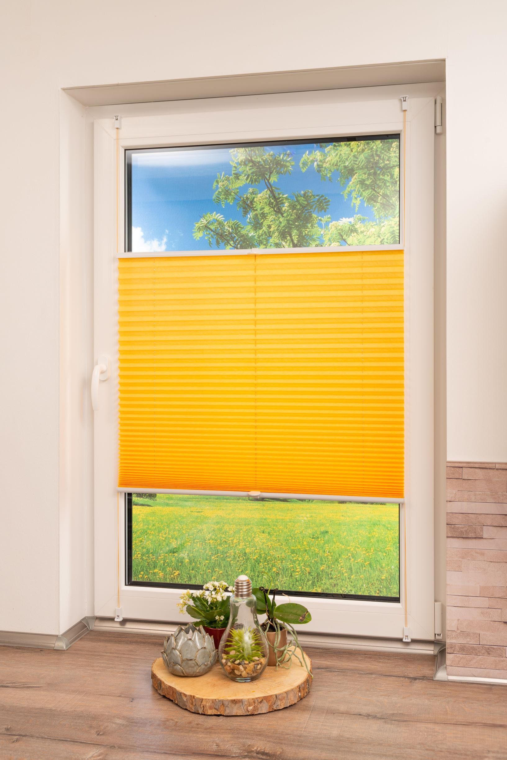 K-HOME Plissee Klemmfix Pisa, Lichtschutz, ohne Bohren, verspannt, Klemmfix, Crushed-Optik