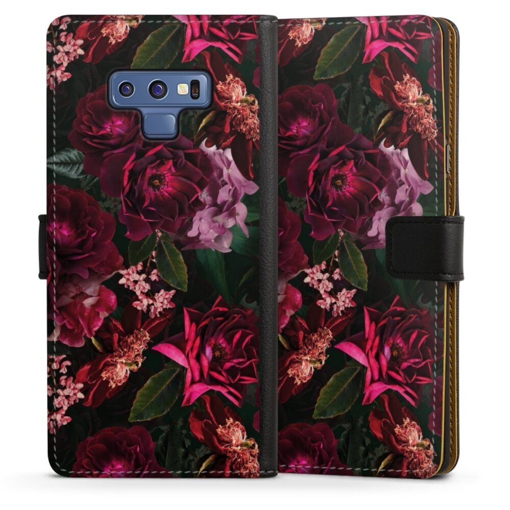DeinDesign Handyhülle Rose Blumen Blüte Dark Red and Pink Flowers, Samsung Galaxy Note 9 Hülle Handy Flip Case Wallet Cover