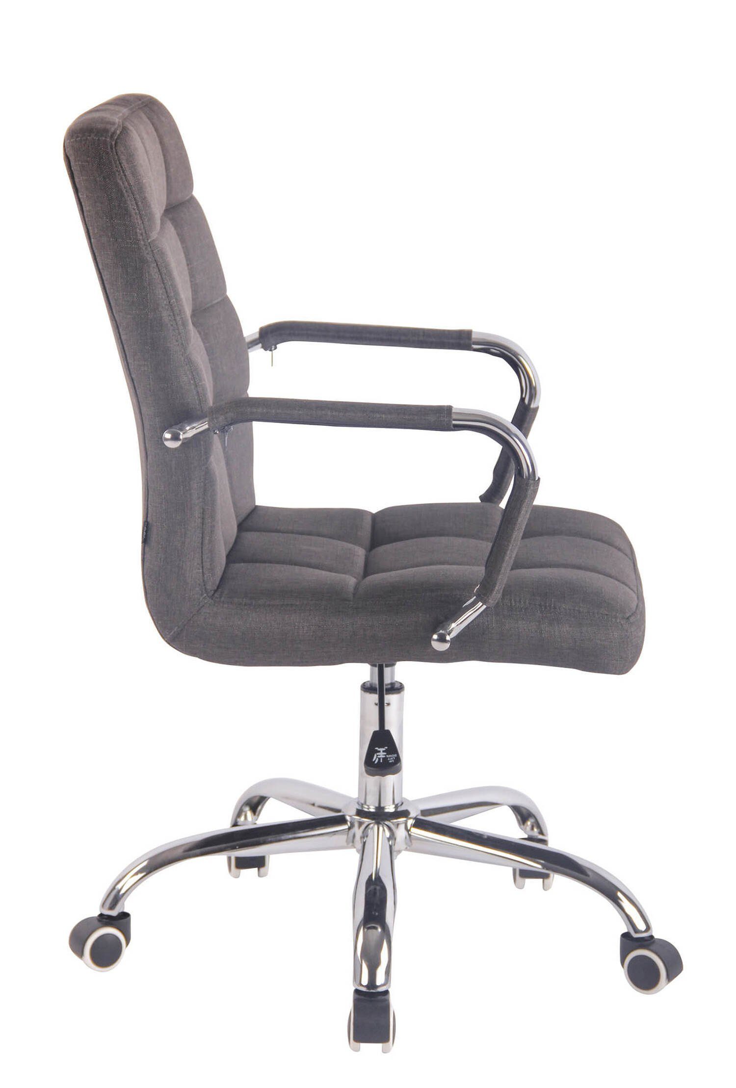 XXL), Metall TPFLiving Chefsessel, (Schreibtischstuhl, und drehbar höhenverstellbar Stoff Drehstuhl, Rückenlehne Bürostuhl mit 360° - Bürostuhl dunkelgrau Deal - Sitzfläche: bequemer chrom Gestell: