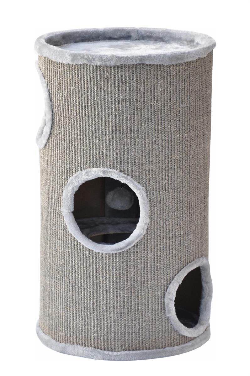 nanook Kratzbaum Kratztonne Condo - mit Spielball - rundum Sisalgeflecht M 70 cm grau