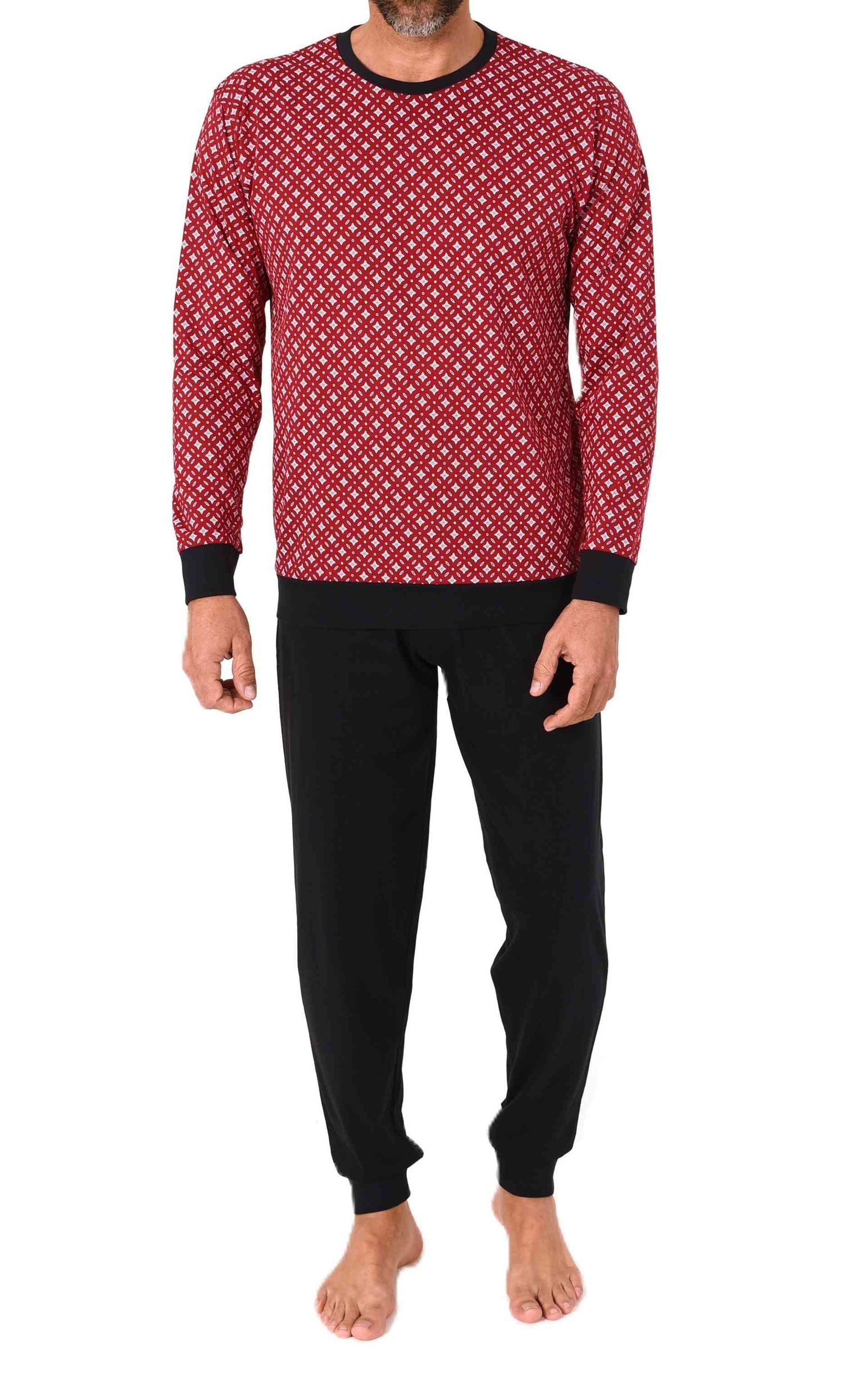 Normann Pyjama Normann Herren Schlafanzug langarm mit Bündchen in edler Optik