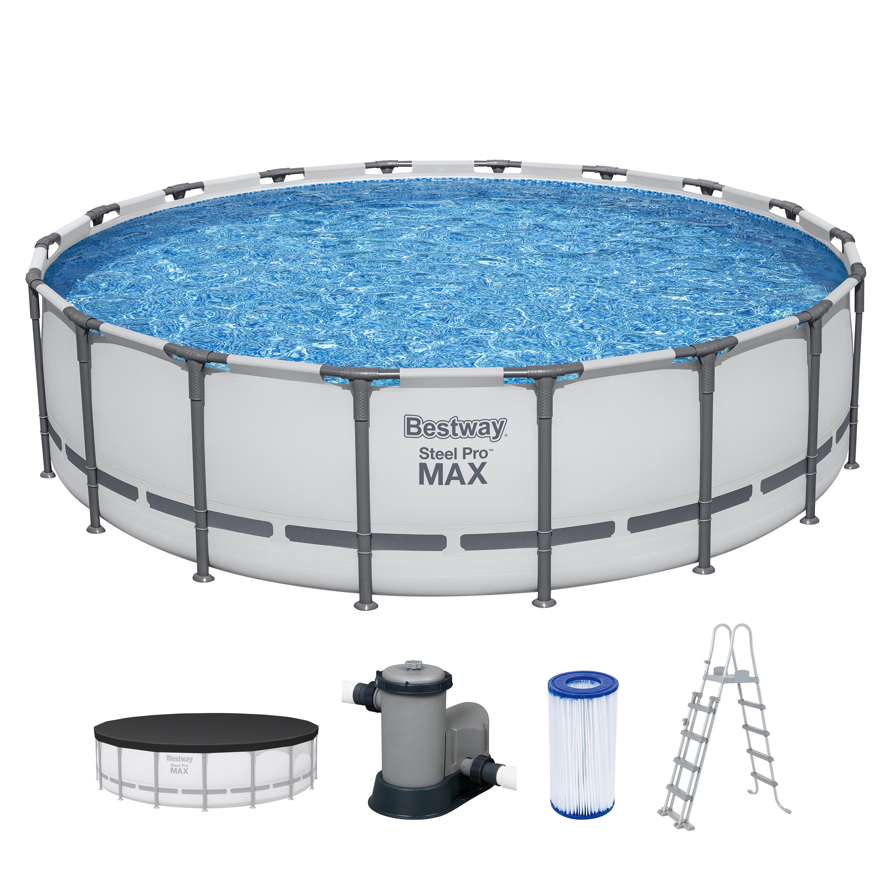 Bestway Framepool Steel Pro MAX™ (Set, Inkl. Filterpumpe), Ø 549 x 132 cm, rund