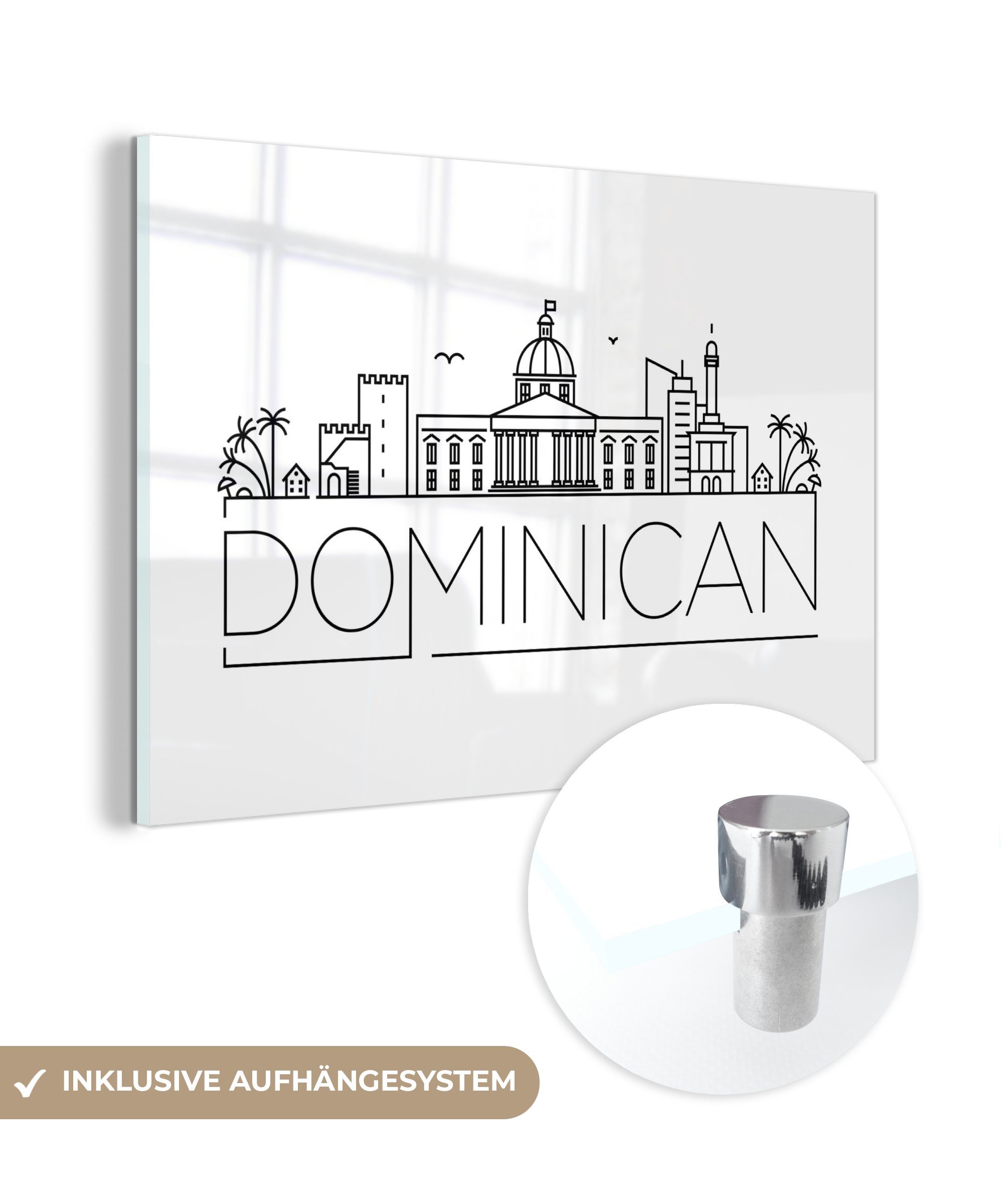 MuchoWow Acrylglasbild Skyline "Dominikanische Republik" auf weißem Hintergrund, (1 St), Acrylglasbilder Wohnzimmer & Schlafzimmer