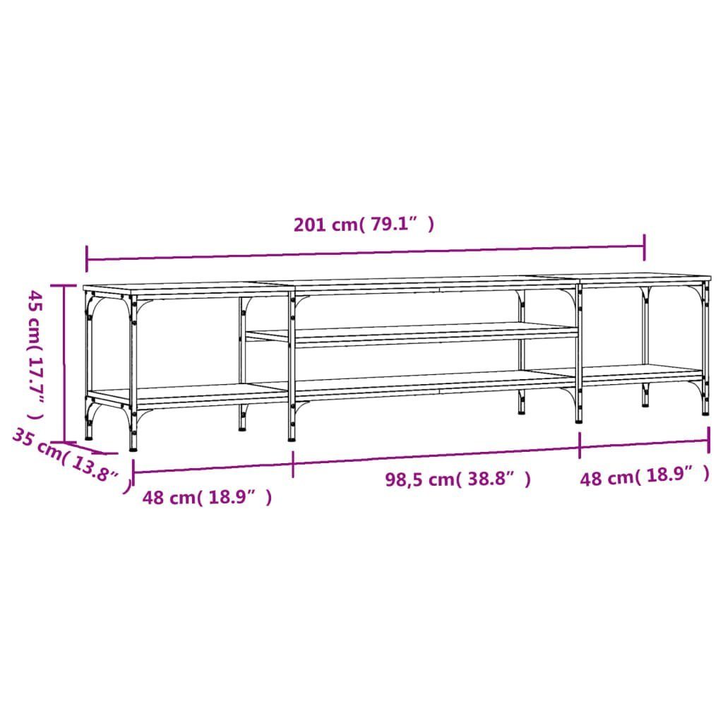 Schwarz Holzwerkstoff furnicato 201x35x45 TV-Schrank & cm Eisen