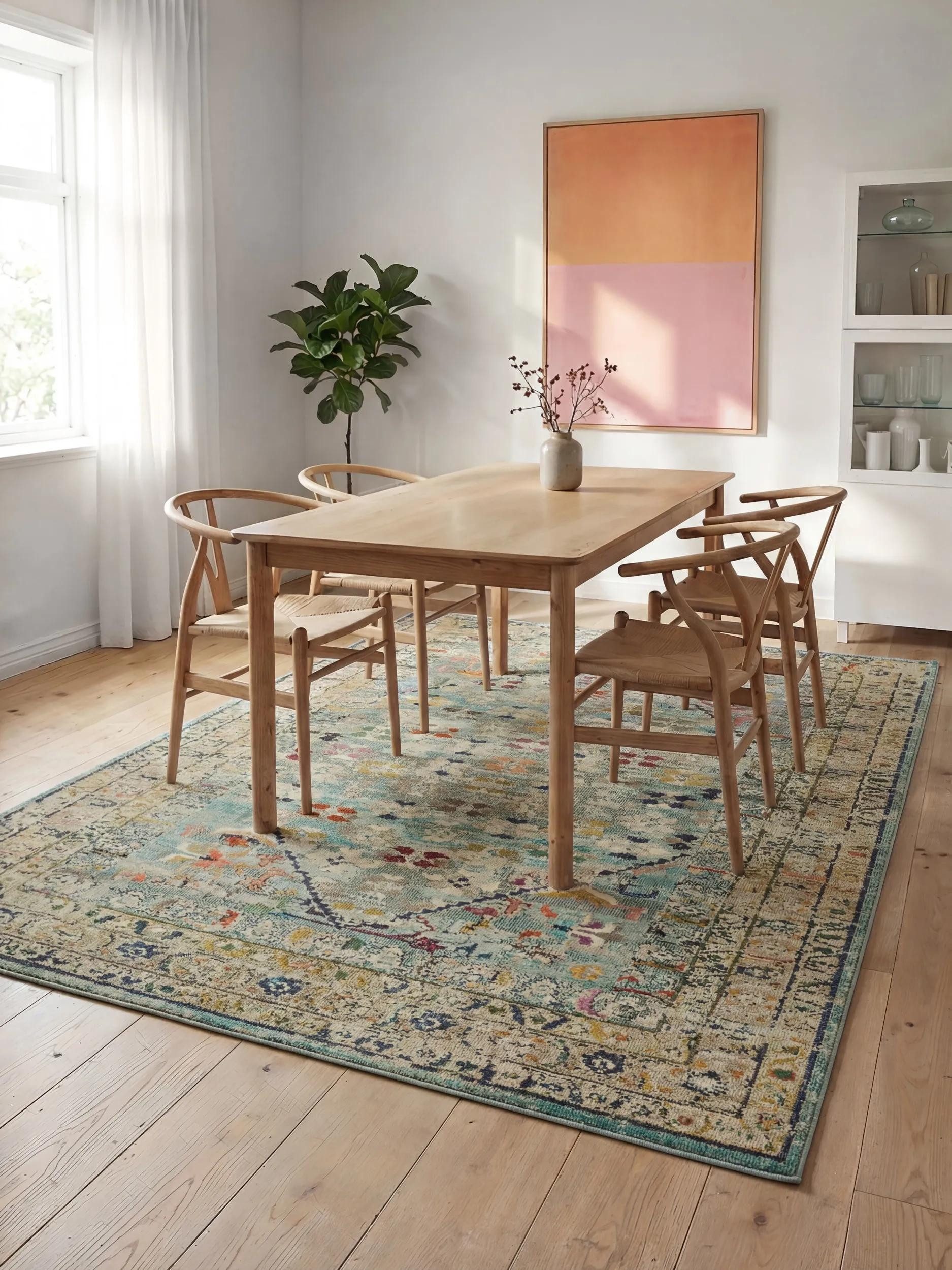 benuta Teppich Casa, rechteckig, Höhe: 11 mm, Teppich Wohnzimmer, Esszimmer, Schlafzimmer, Flur, Farbenfroh, Retro