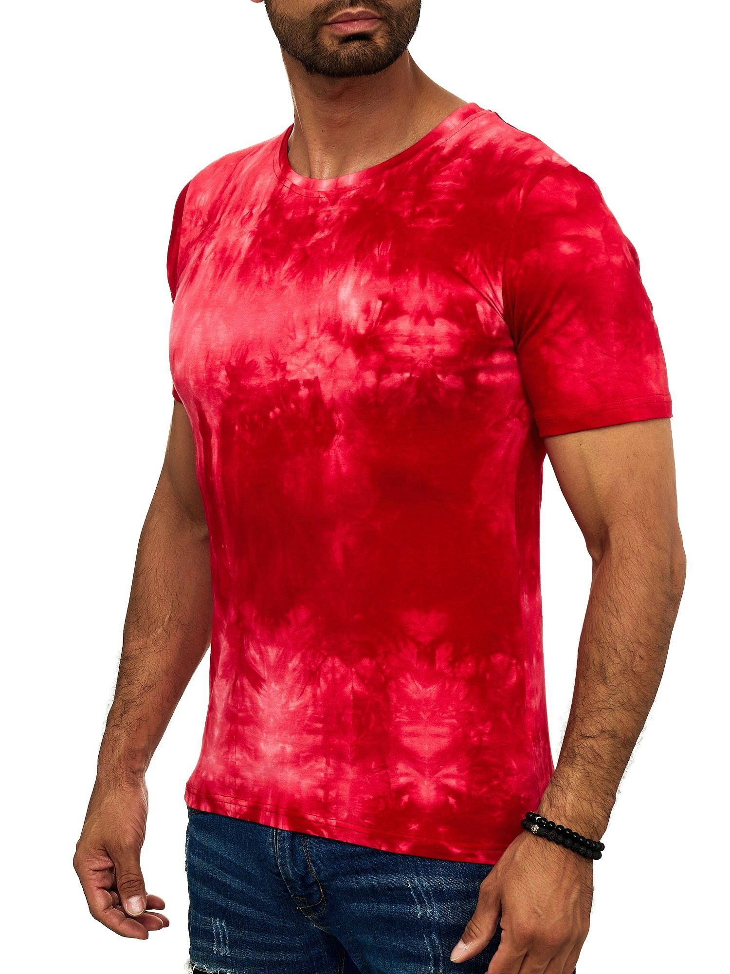 Kurzarmshirt Rot OneRedox T-Shirt Polo Tee, Casual Fitness 1-tlg) (Shirt TS-3685 Freizeit