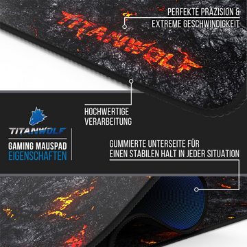Titanwolf Gaming Mauspad XXXL Speed Mousepad 1200 x 400 x 3 mm, große Schreibtischauflage, abwaschbar, rutschfeste Rückseite, Geschwindigkeit & Präzision, Lava