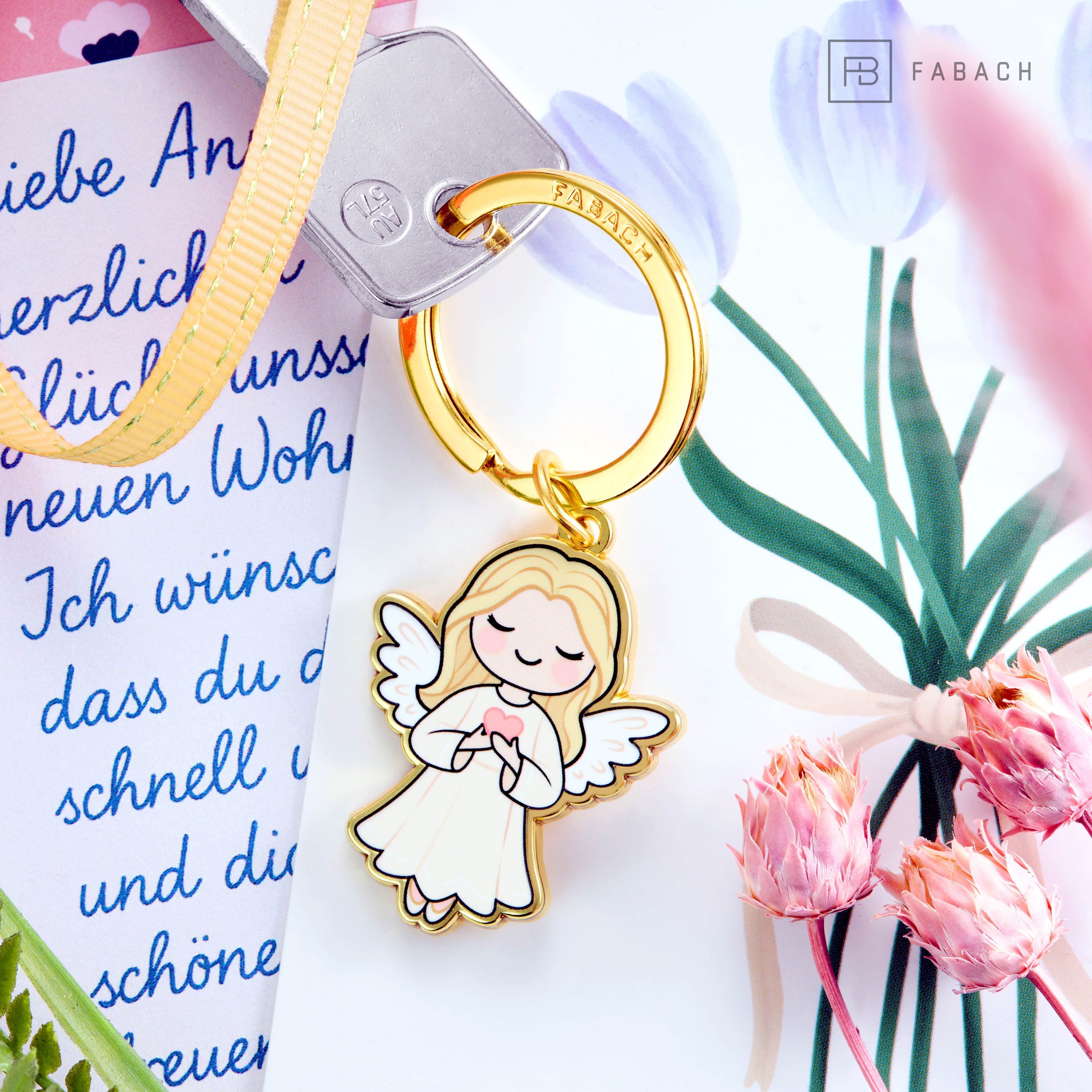 FABACH Schlüsselanhänger Schutzengel Joy mit Herz - Engel Glücksbringer - Geschenk für Freundin – Bild 5 von 5